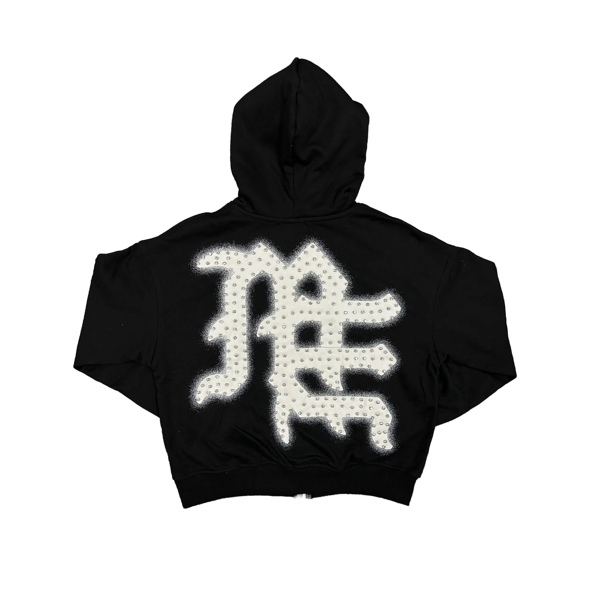 Mixed Emotion Black ‘End’ Rhinestone hoodie