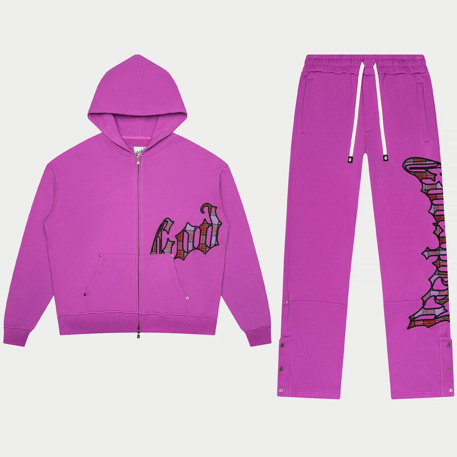 Godspeed OG Logo Sweatsuit (Pink Plaid) - Blue Jeans
