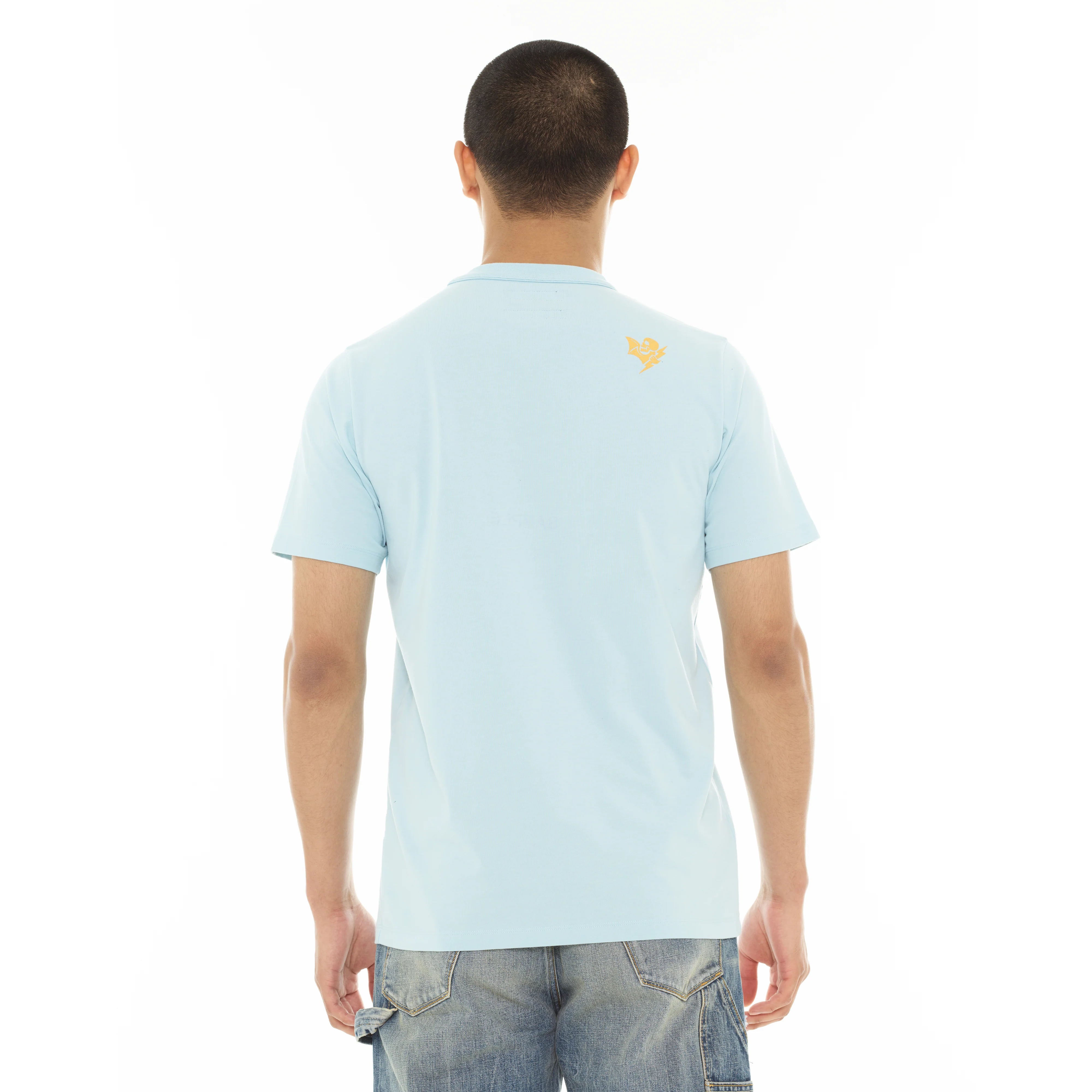 Cult Of Individuality Lucky Bastard Short Sleeve Crew Neck Tee "Hollywood Beach" in Blue Glow
