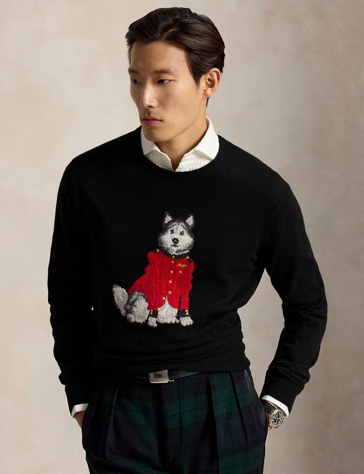 Polo Ralph Lauren Dog-Intarsia Cashmere Sweater