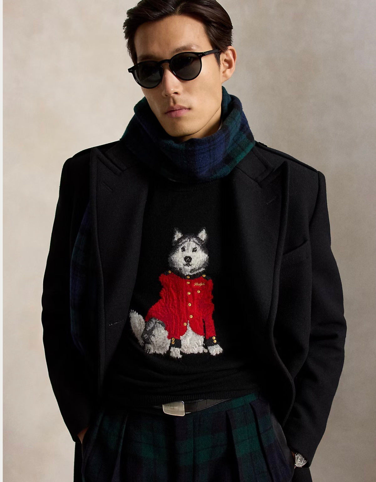 Polo Ralph Lauren Dog-Intarsia Cashmere Sweater