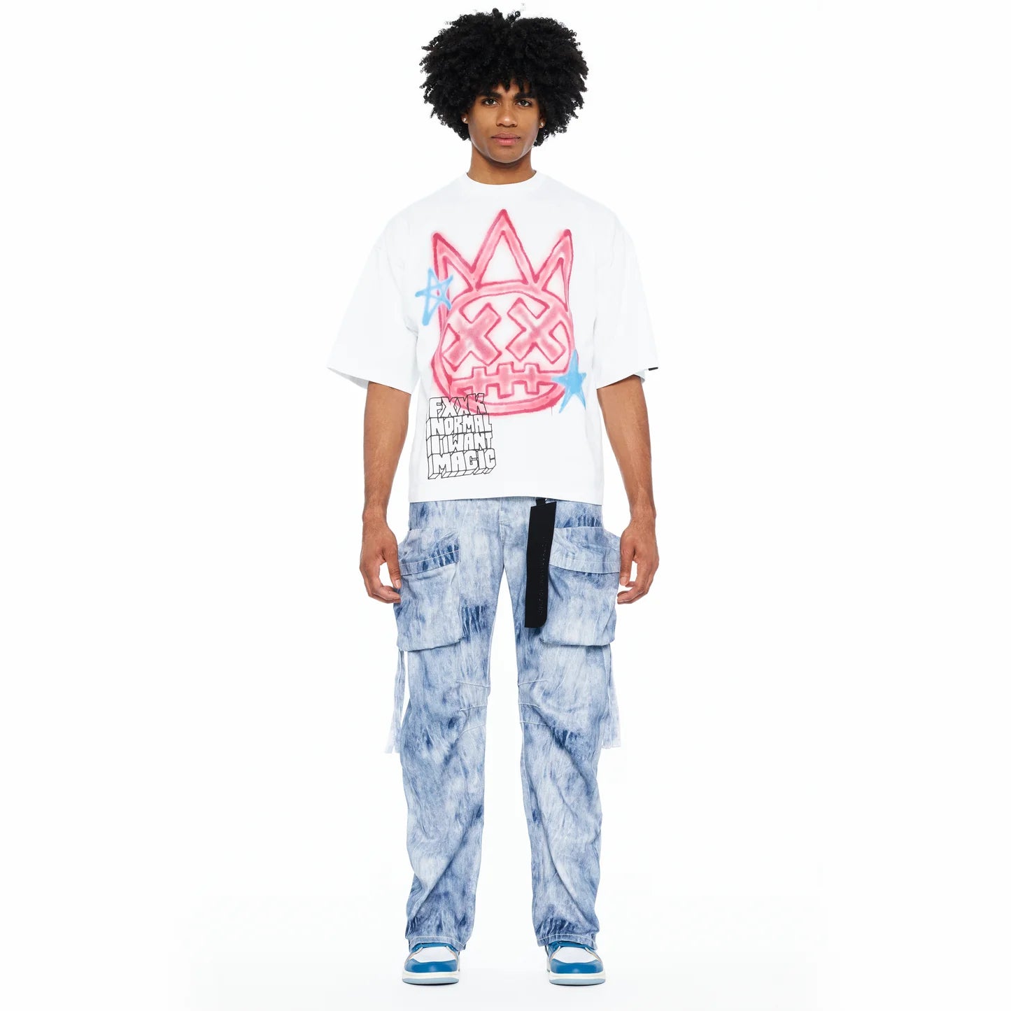 Cult Of Individuality Oversized Short Sleeve Crew Neck Tee "Airbrushed" 260 Grams In White