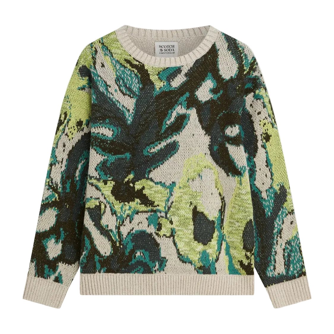 Scotch & Soda Watercolor Cotton-Linen Blend Loose-Fit Pullover
sweatshirt