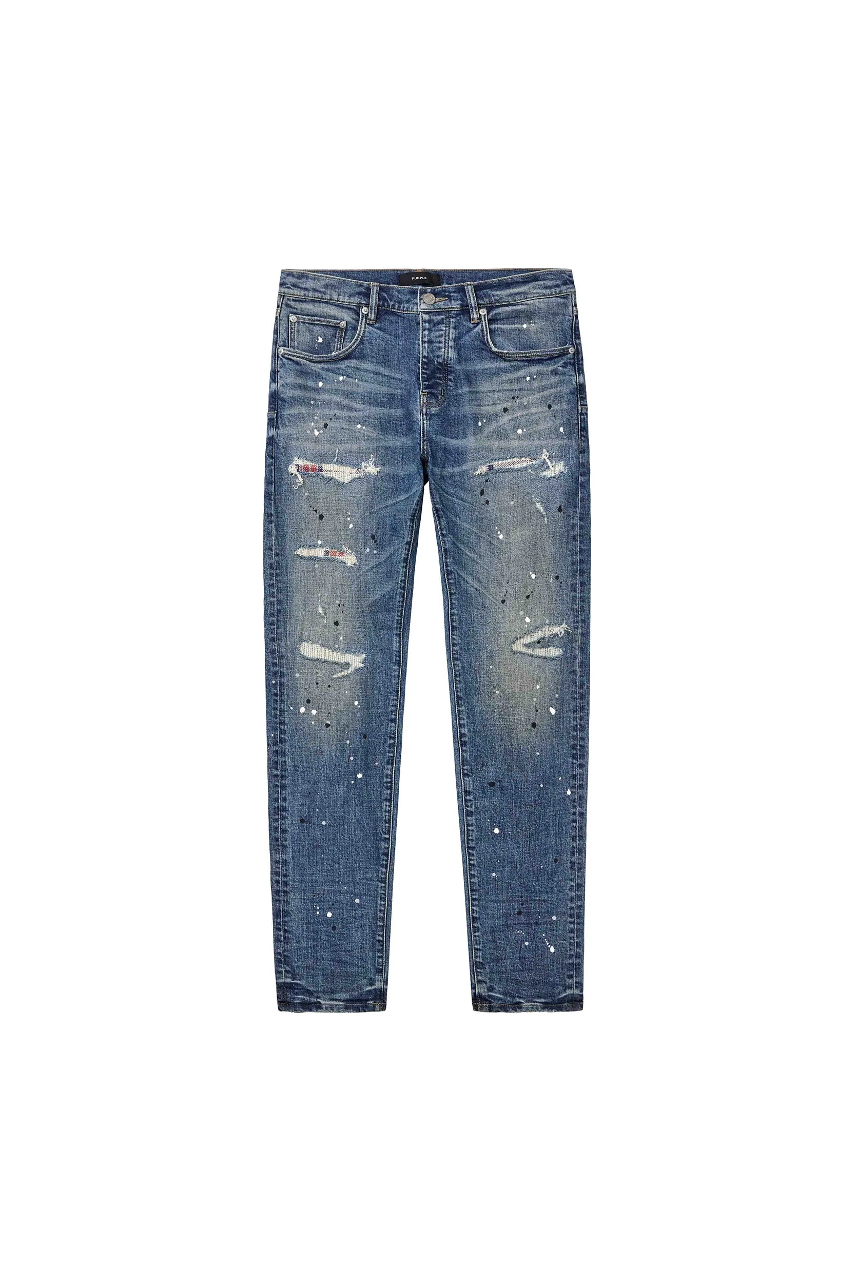 Purple Brand P001 Plaid Paint Repair Jeans