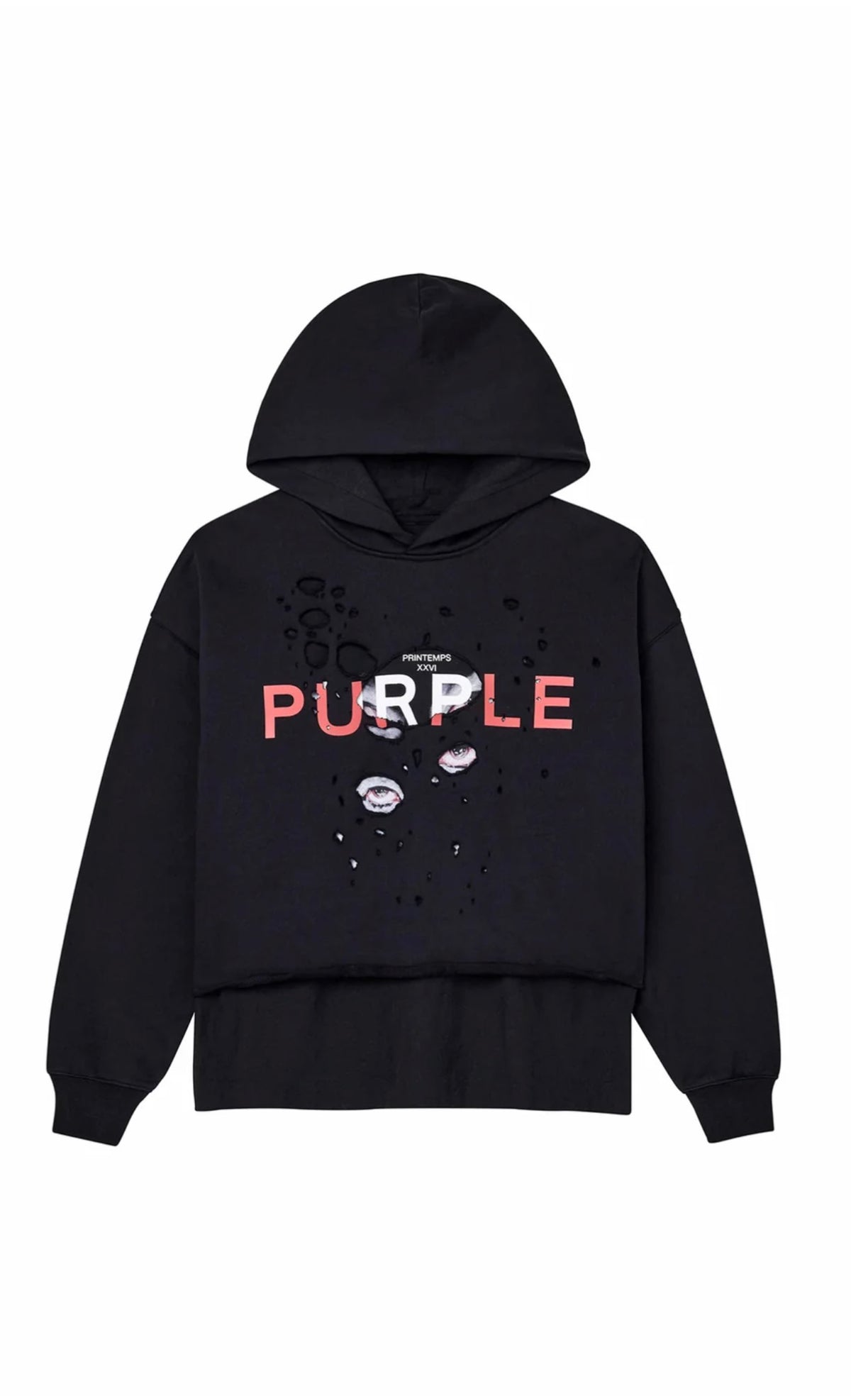 Purple Brand Double Layer Hoodie Black Beauty