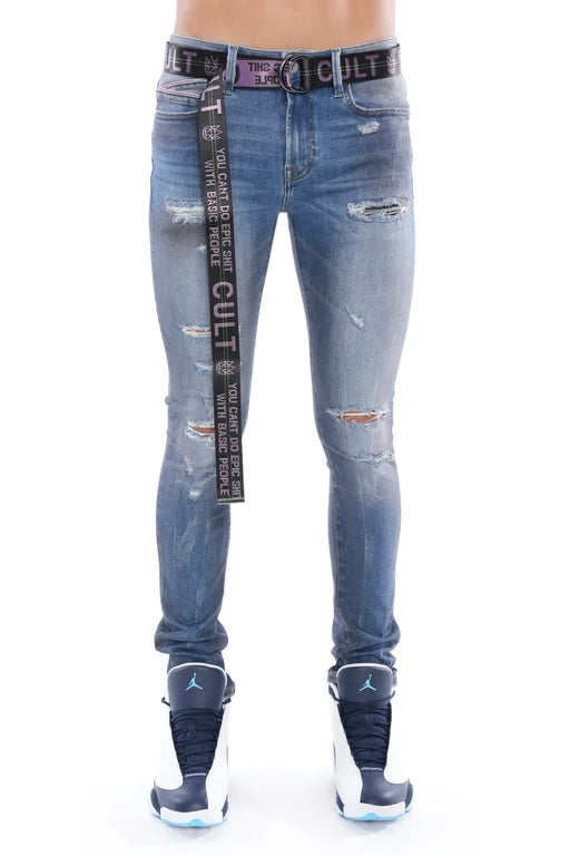 Cult Of Individuality Punk Super Skinny Belted Jeans