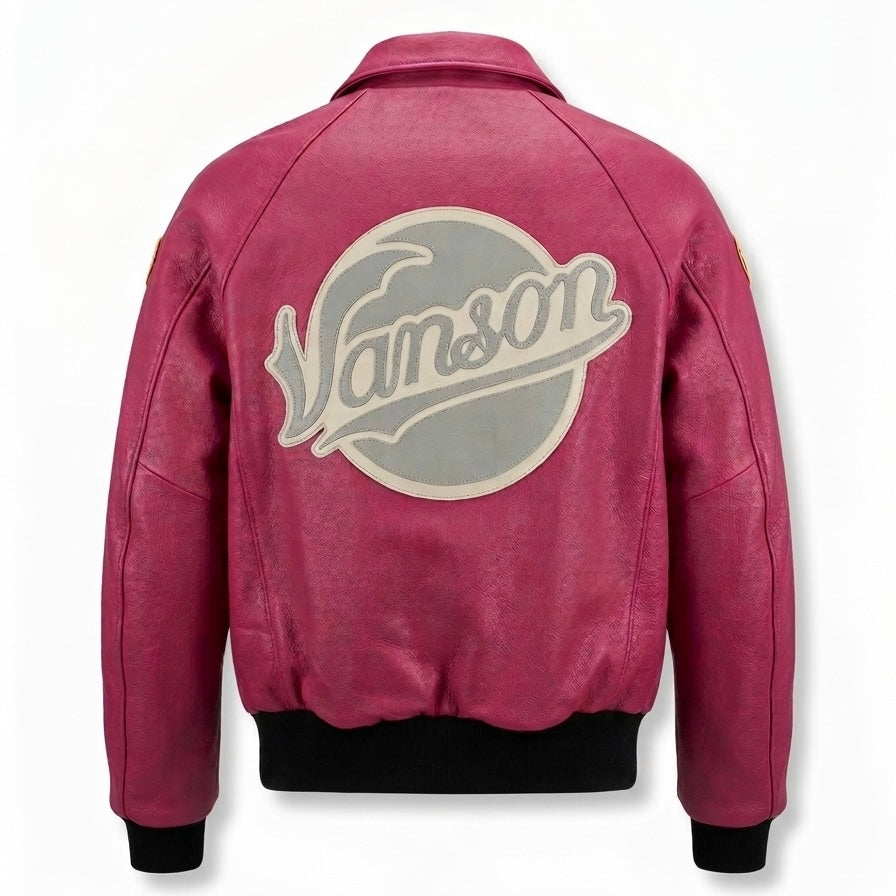 Vanson Men’s Bomber Jacket Harlem (Pink)