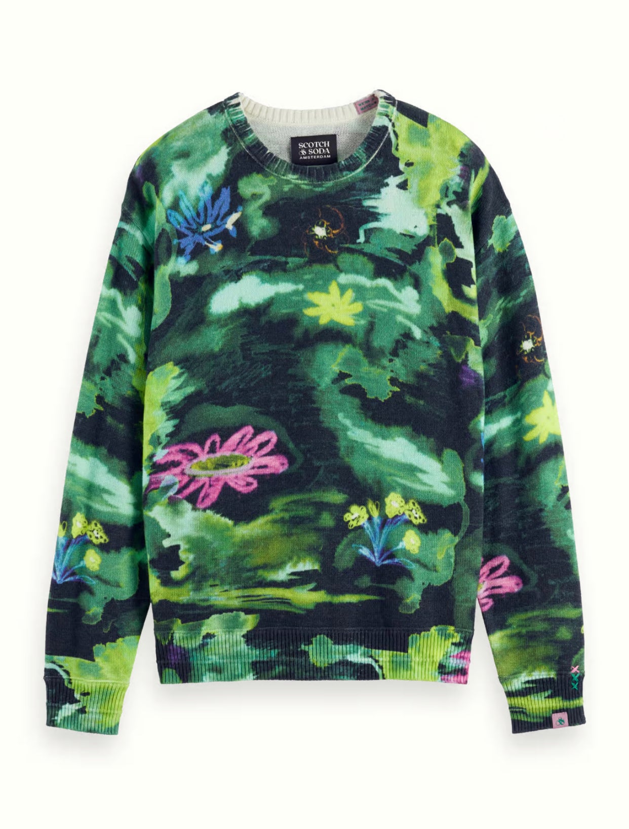 Scotch & Soda Drop Shoulder Floral Jacquard Sweater