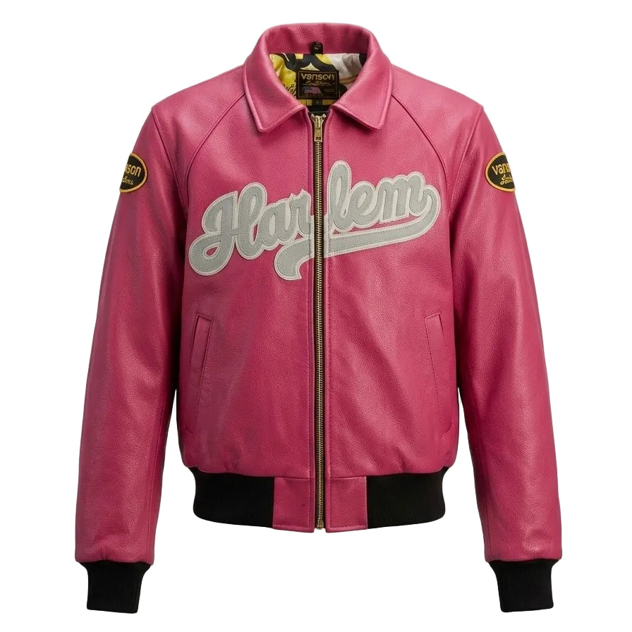 Vanson Men’s Bomber Jacket Harlem (Pink)