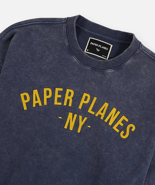 Paper Planes NY Felt Crewneck - Blue Jeans