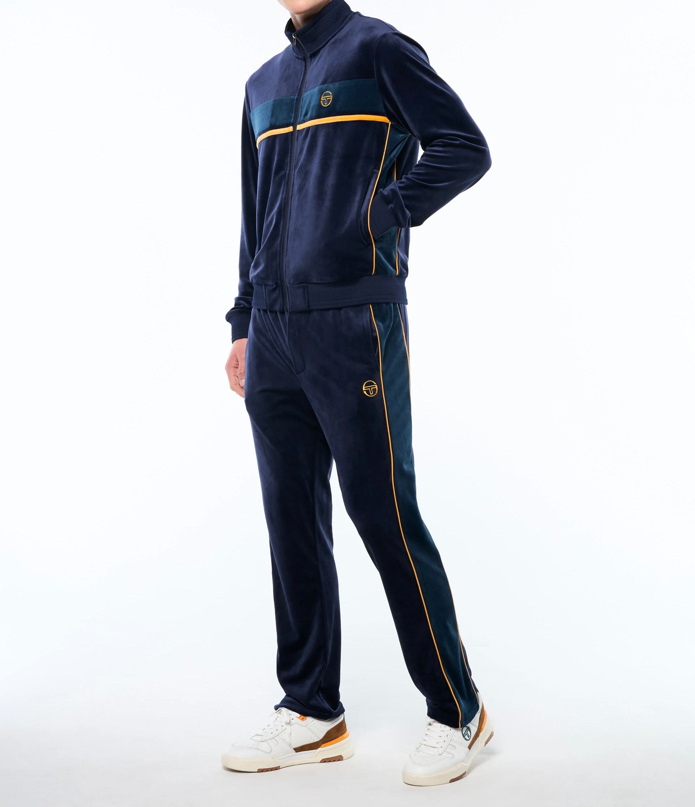 Sergio Tacchini Forato Velour Track Sweatsuit - Blue Jeans