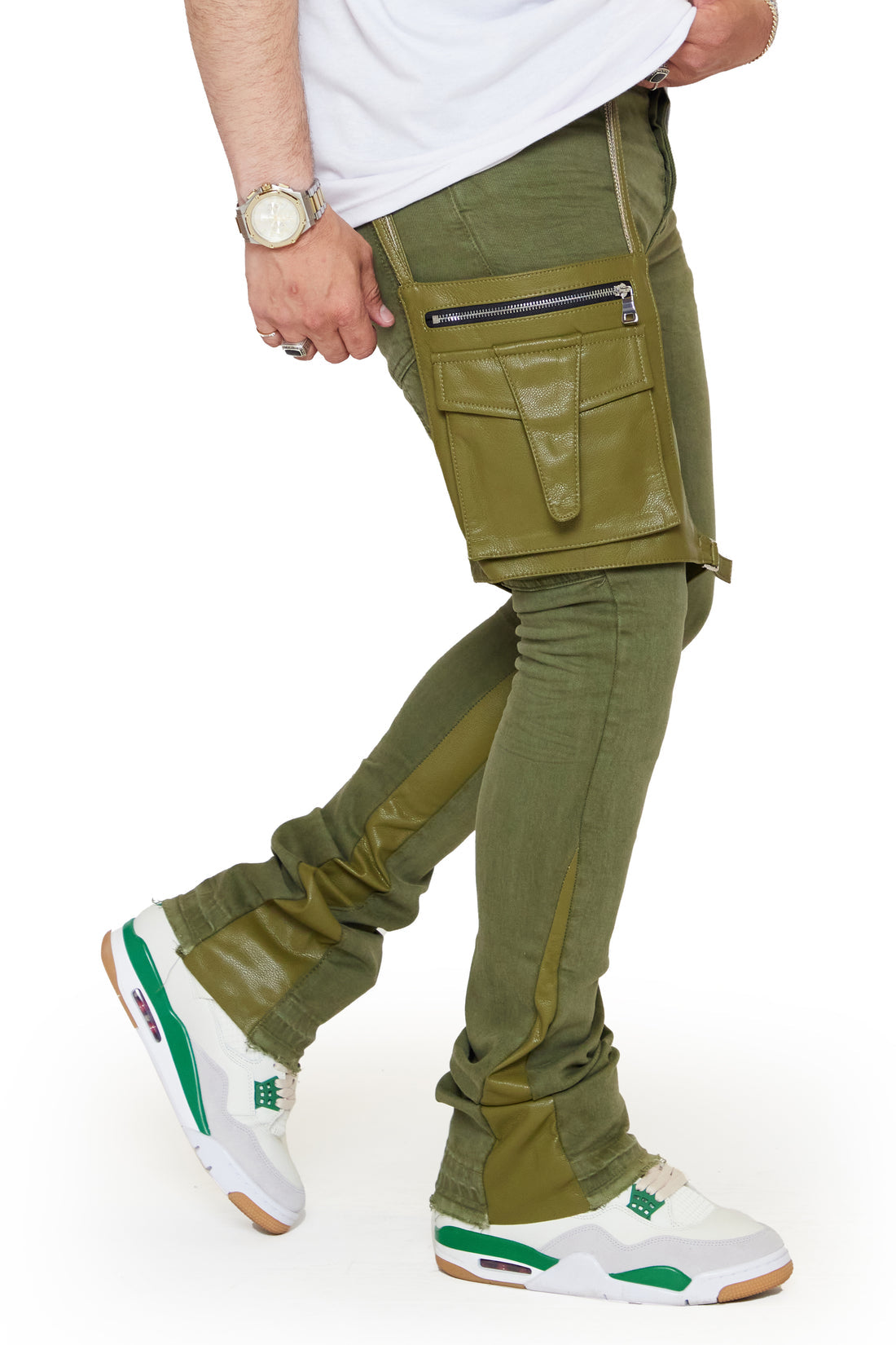 Valabasas ”DAPPER” OLIVE WASHED STACKED FLARE JEAN