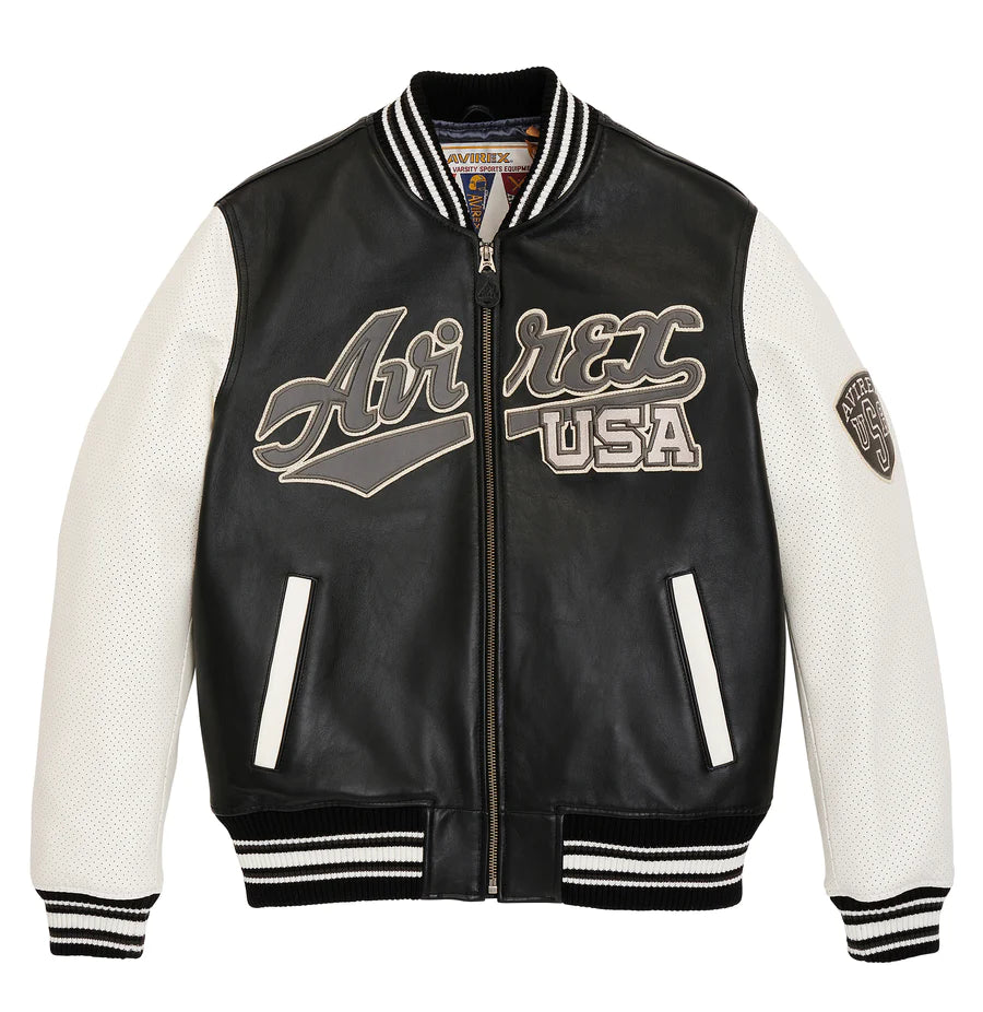 Avirex Script Leather Varsity Jacket