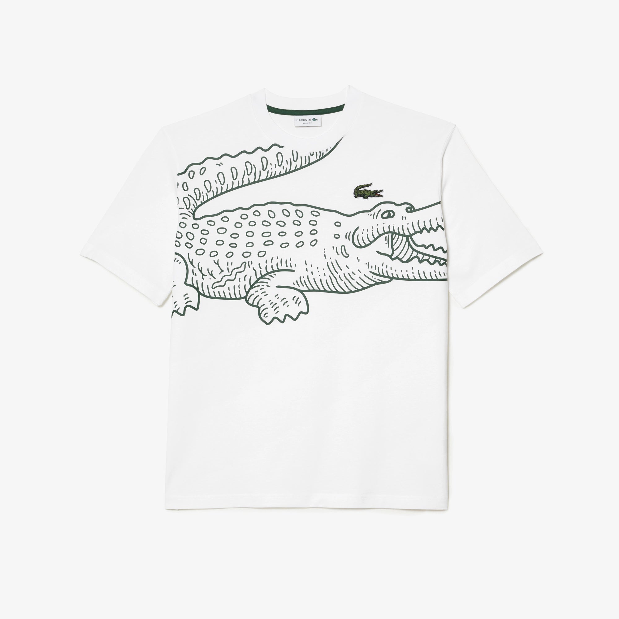 Lacoste Men’s Crew Neck Loose Fit Crocodile Print T-Shirt