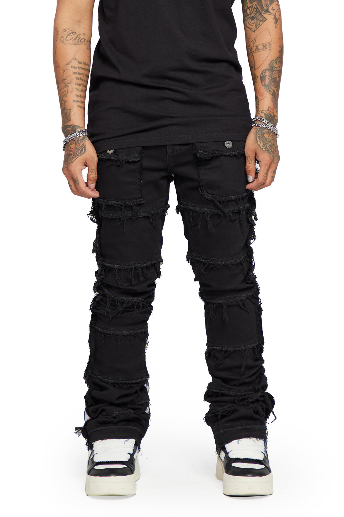 Valabasas “Phoenix 2.0” Black Washed Stacked Flare Jean