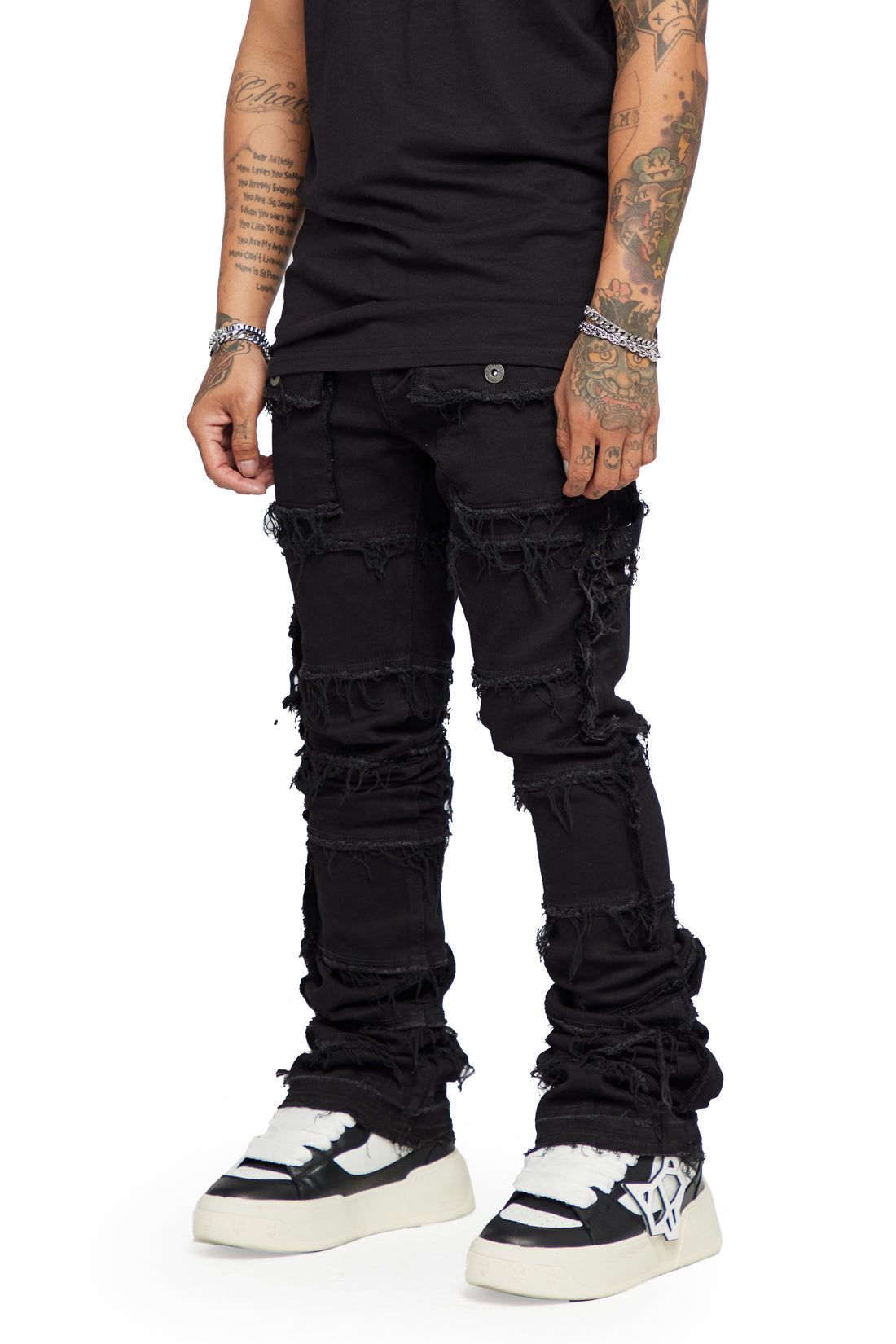 Valabasas “Phoenix 2.0” Black Washed Stacked Flare Jean