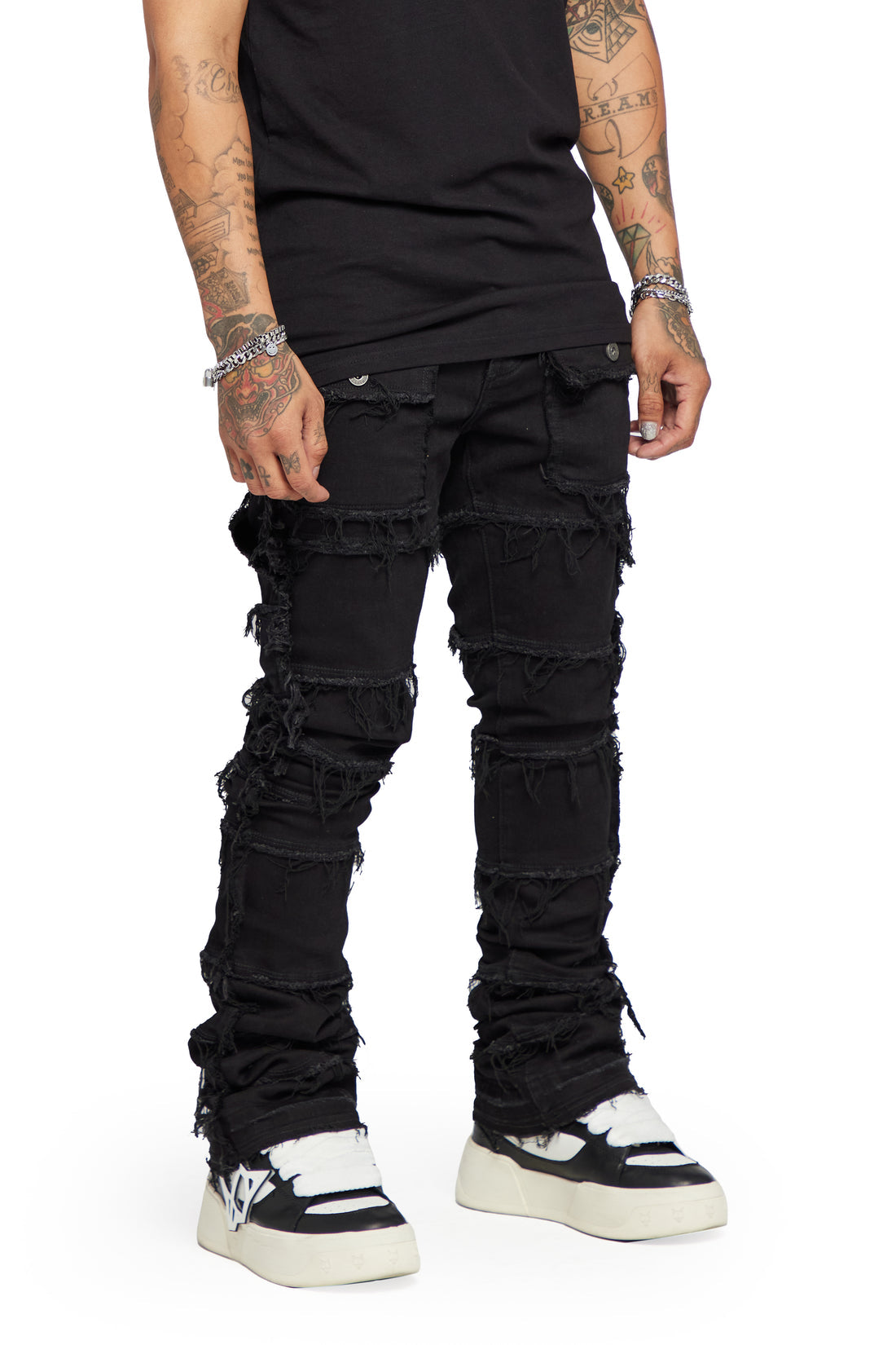 Valabasas “Phoenix 2.0” Black Washed Stacked Flare Jean