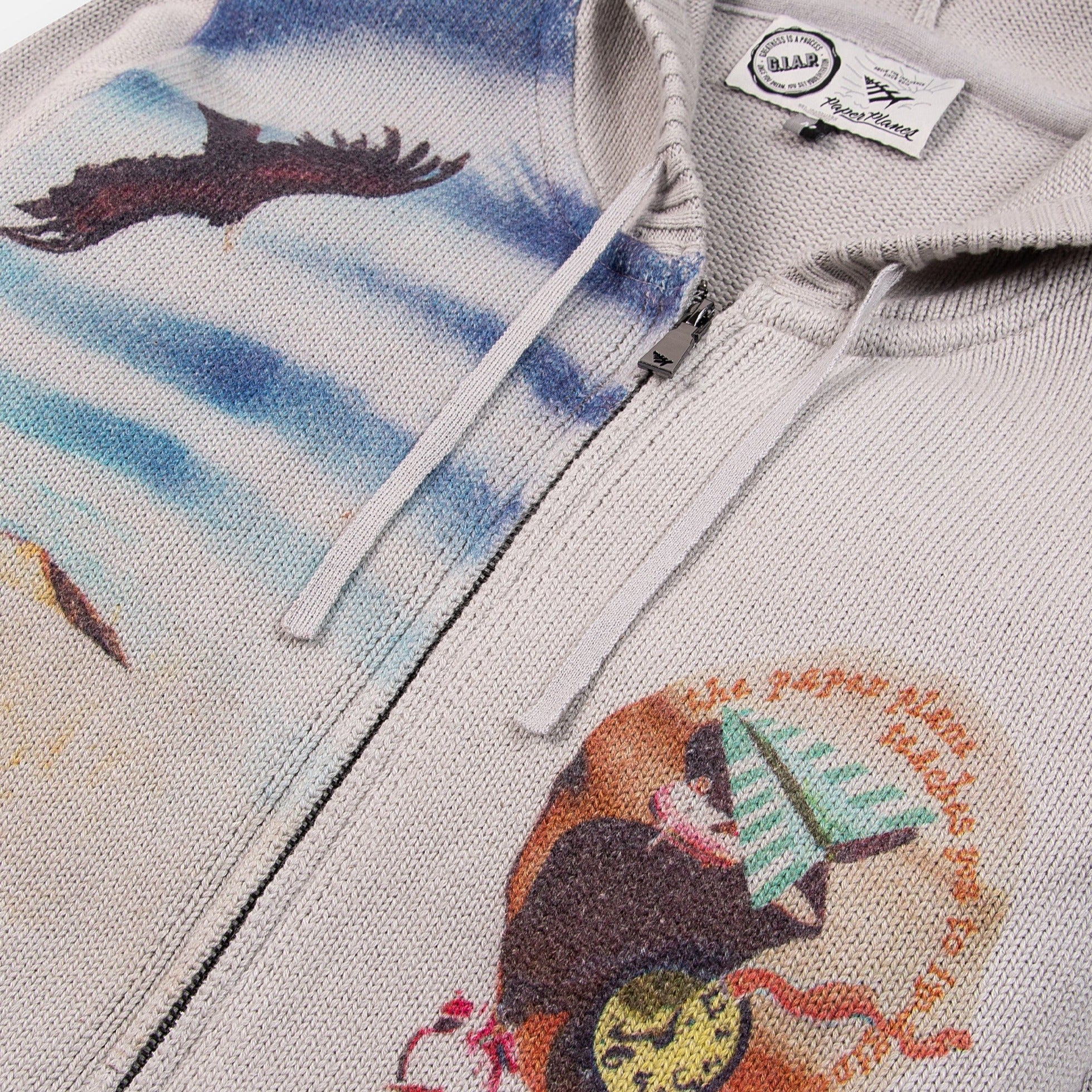 Paper Planes Printed Sweater Zip-Up Hoodie