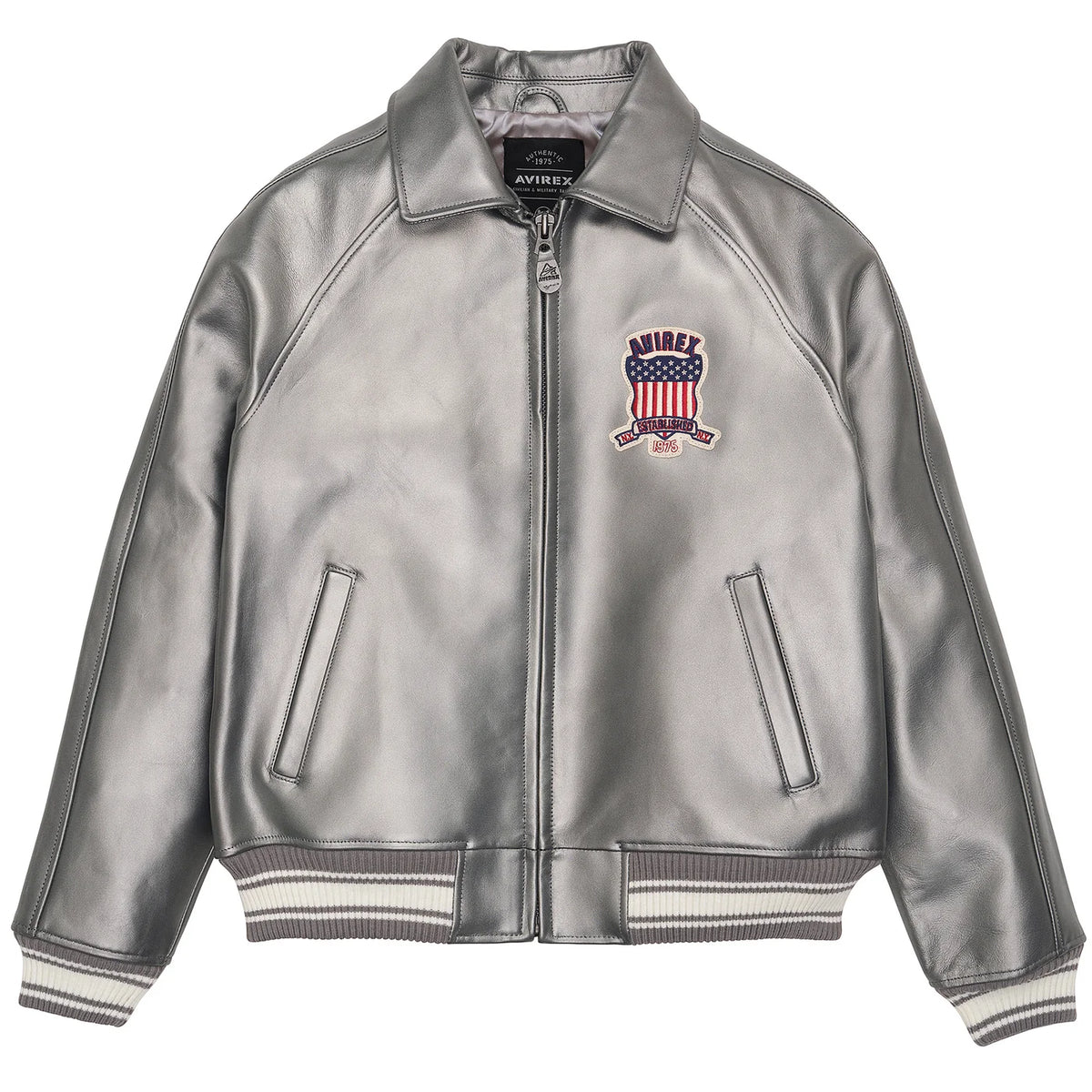 Avirex Icon Leather Jacket - Limited Edition Silver