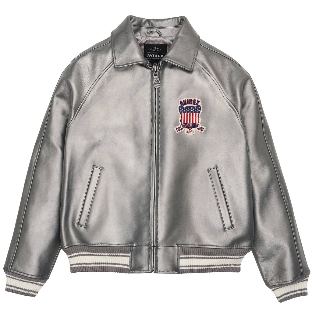 Avirex Icon Leather Jacket - Limited Edition Silver