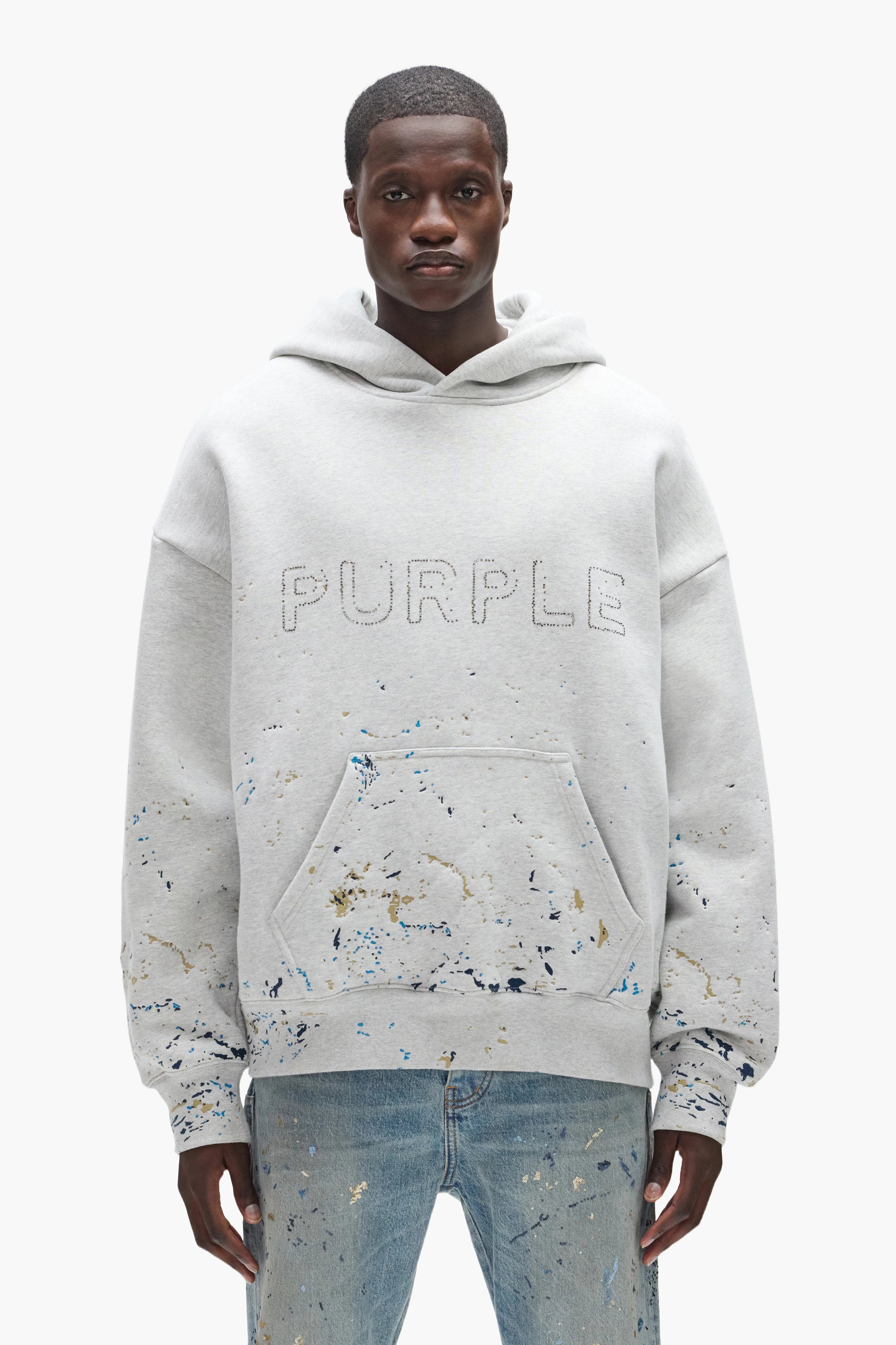 Purple Brand Studded Gothic Camo Hoodie