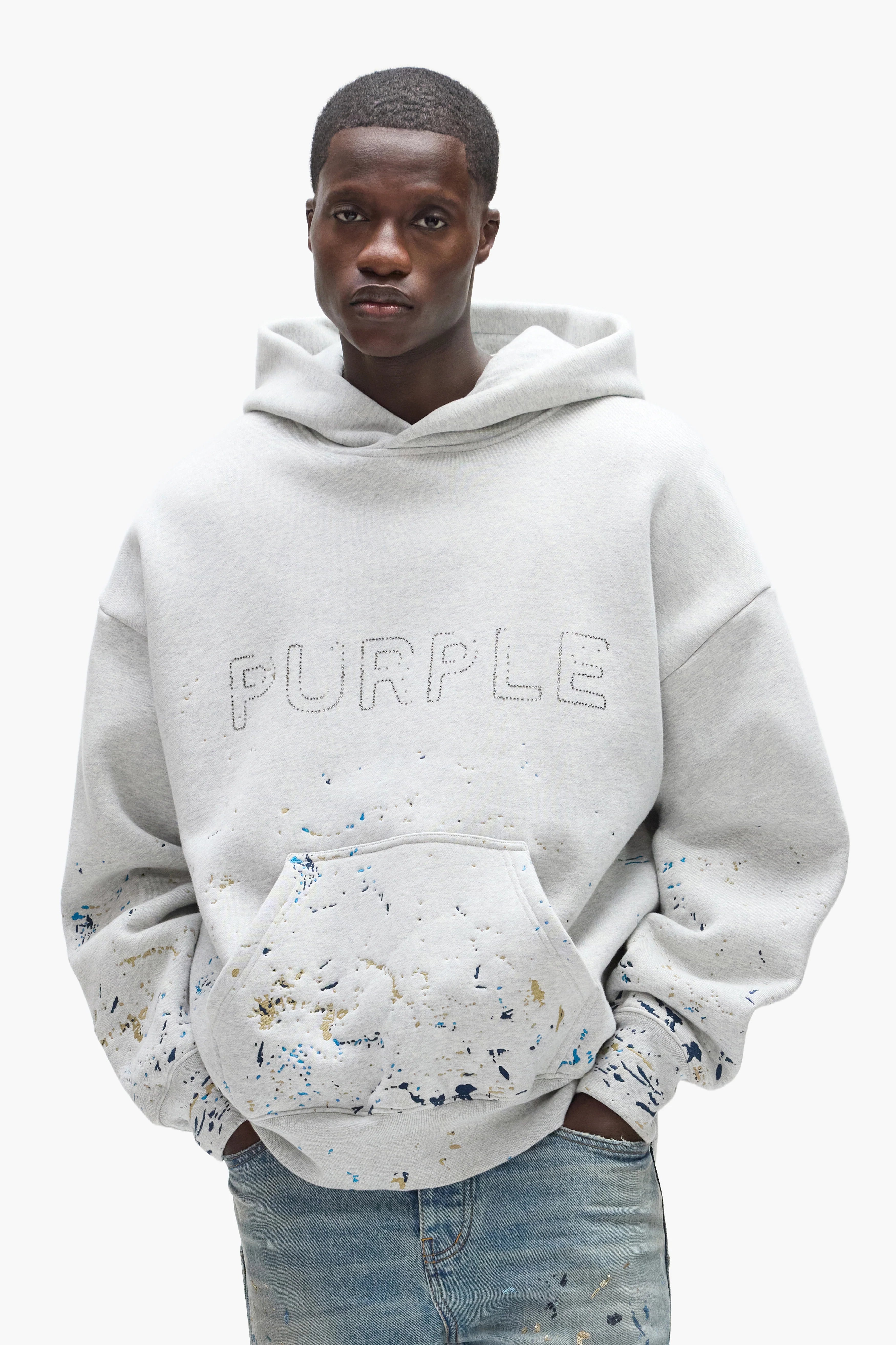 Purple Brand Studded Gothic Camo Hoodie