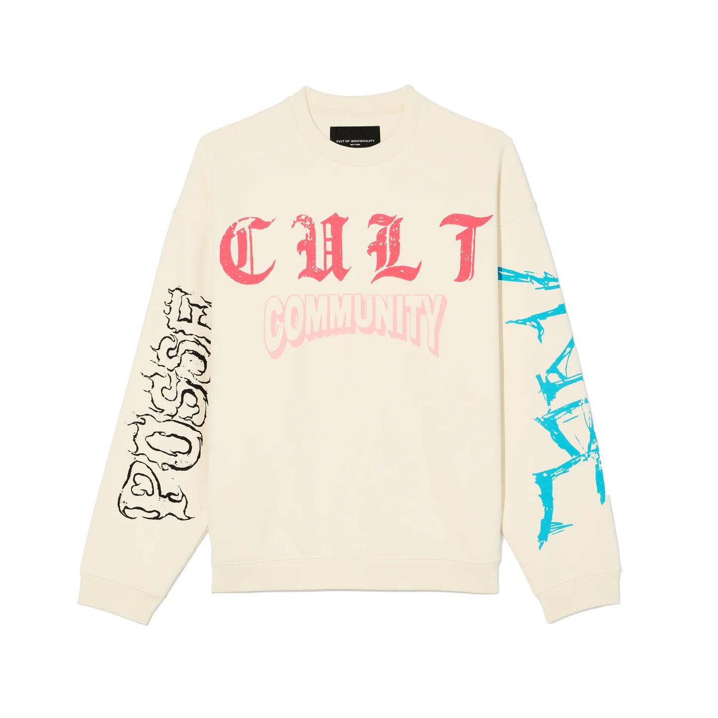 Cult Of Individuality Novelty Fleece Crew Sweatshirt in Winter White