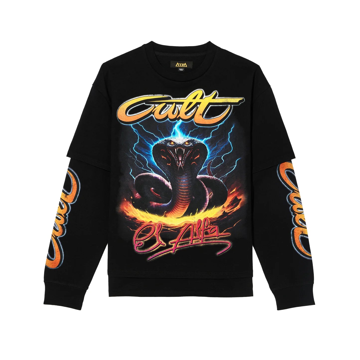 Cult Of Individuality x El Alfa Premium Long Sleeve Thermal Shirt "Cobra" in Black