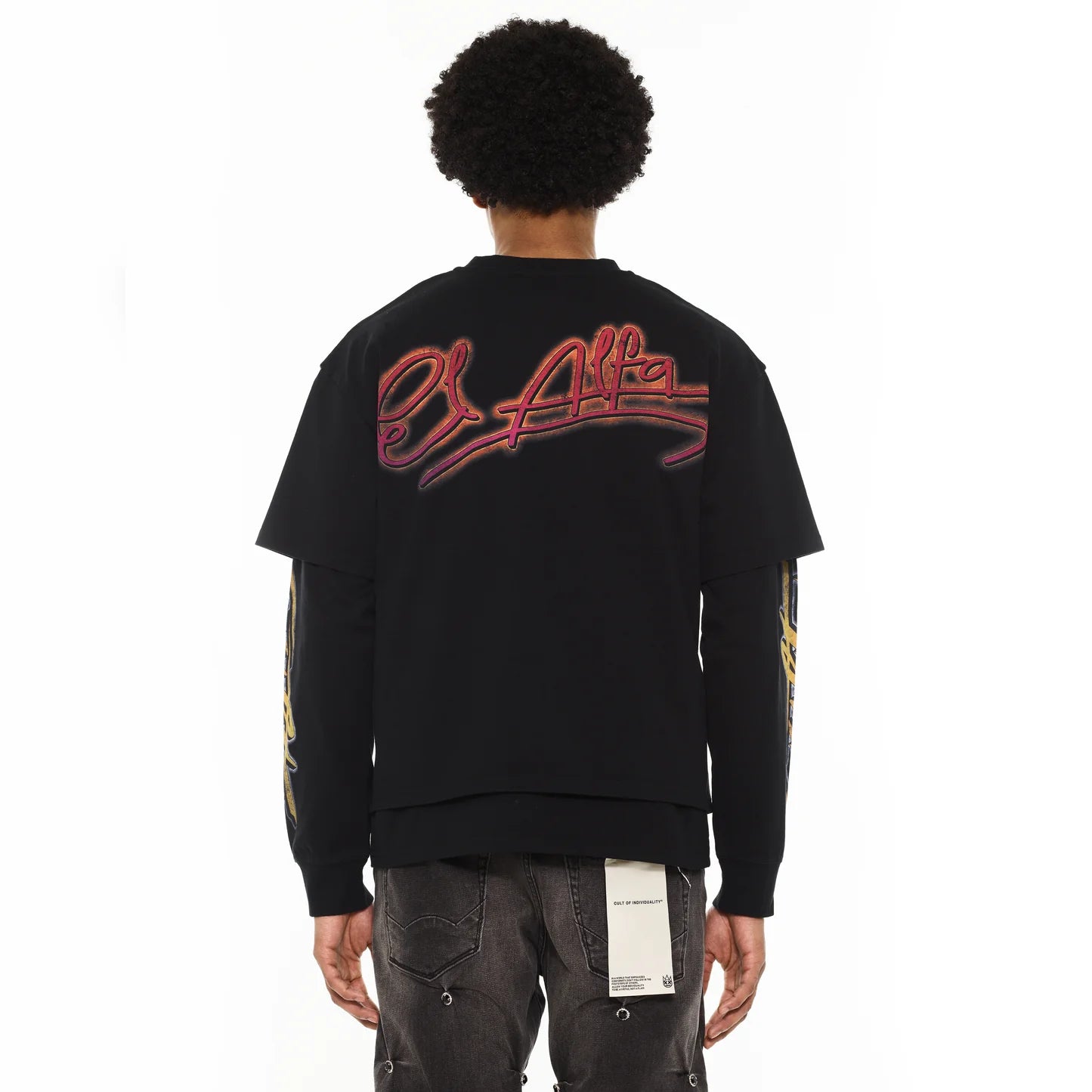 Cult Of Individuality x El Alfa Premium Long Sleeve Thermal Shirt "Cobra" in Black