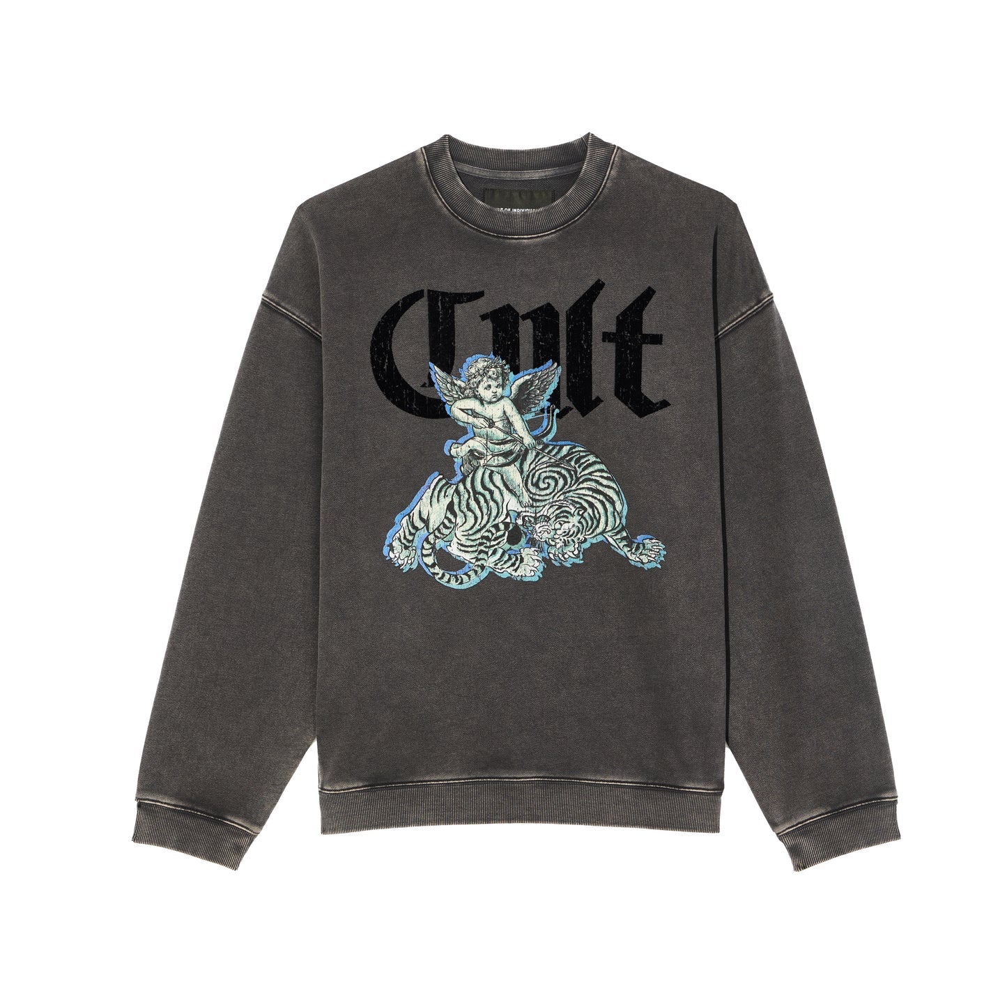 Cult Of Individuality Novelty Fleece Crew Sweatshirt in Vintage Charcoal