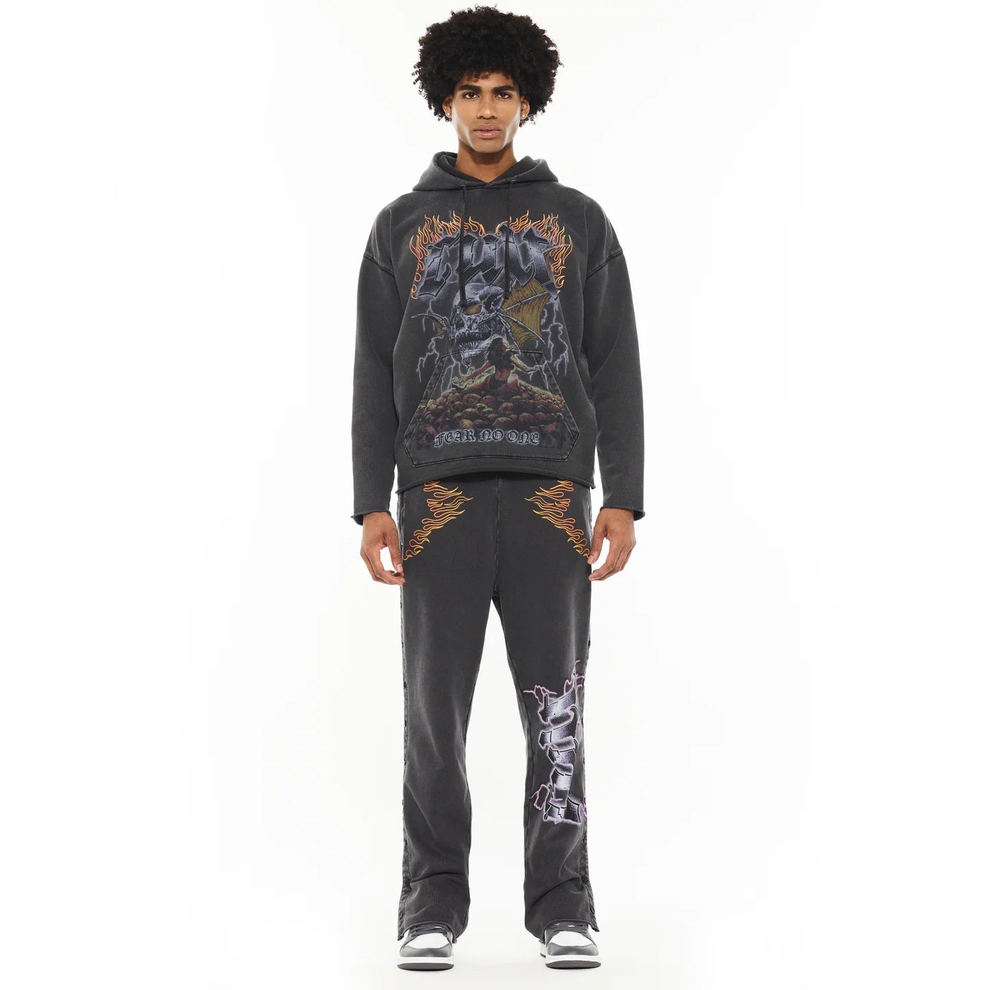 Cult Of Individuality Pullover Novelty Sweatsuit in Vintage Charcoal