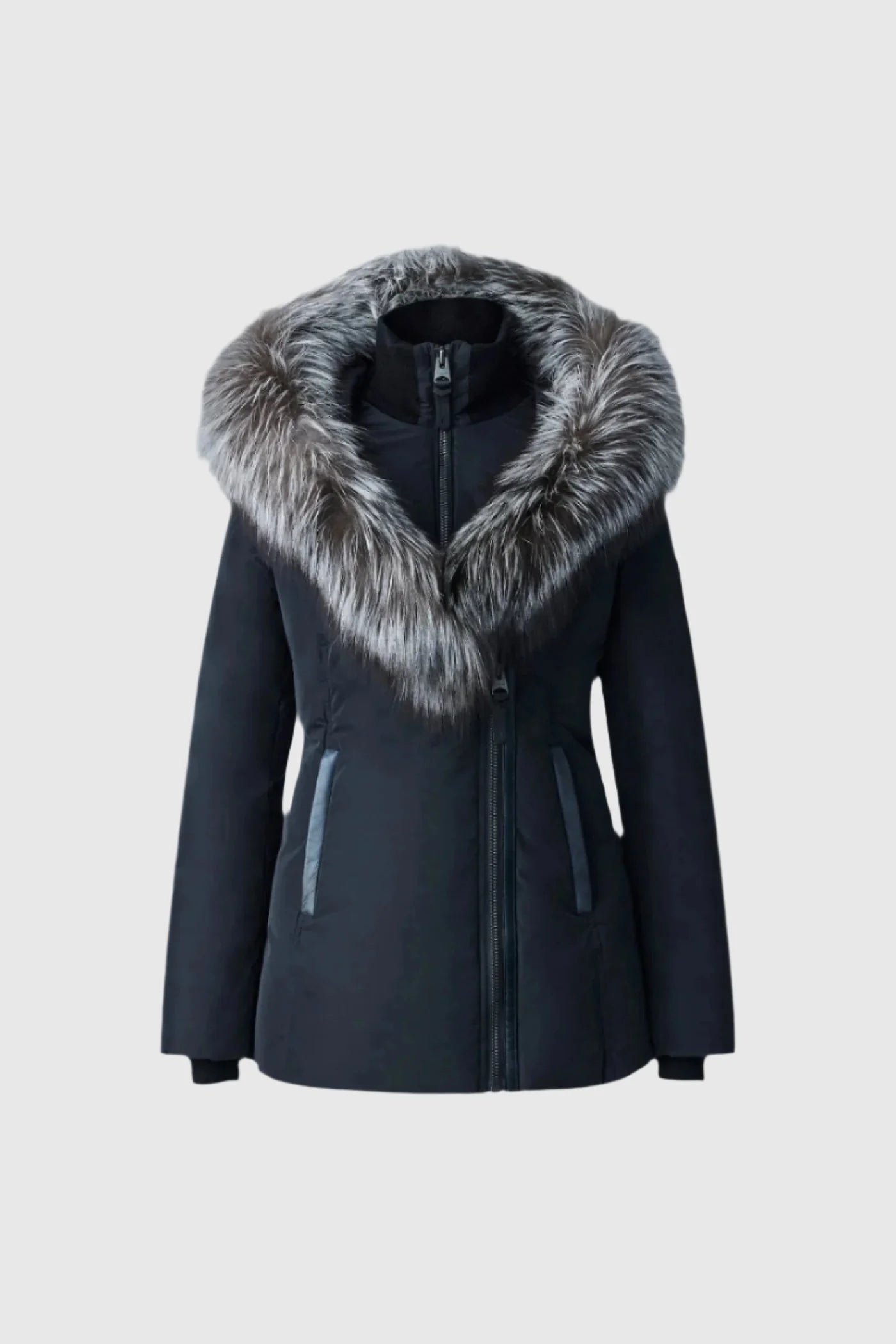 Mackage ADALI-X Down coat with silver fox fur Signature Mackage Collar