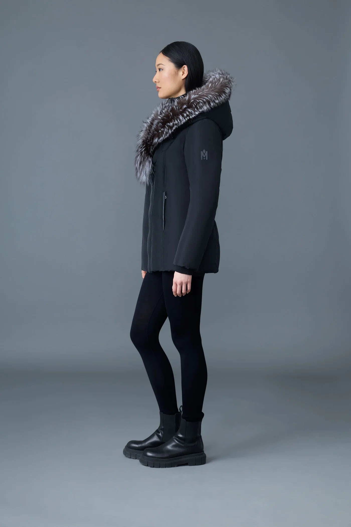 Mackage ADALI-X Down coat with silver fox fur Signature Mackage Collar