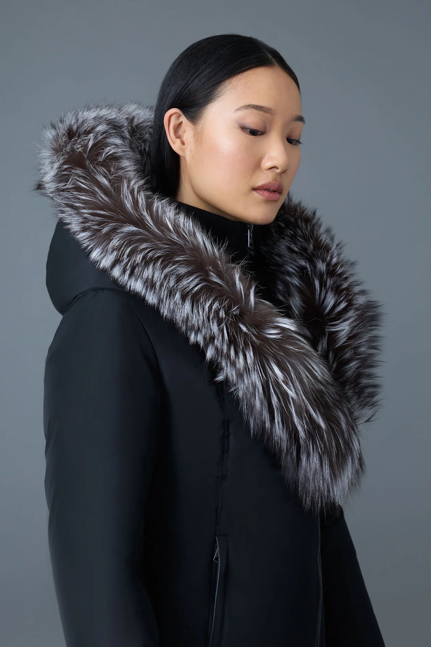 Mackage ADALI-X Down coat with silver fox fur Signature Mackage Collar