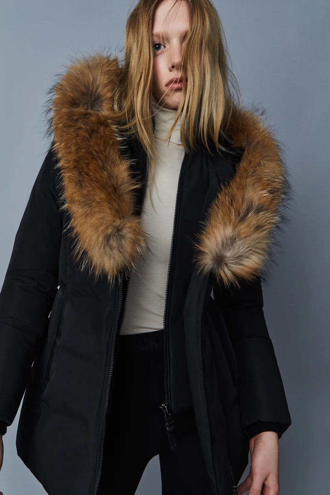 Mackage Adali Down Coat With Natural Fur Signature Mackage Collar