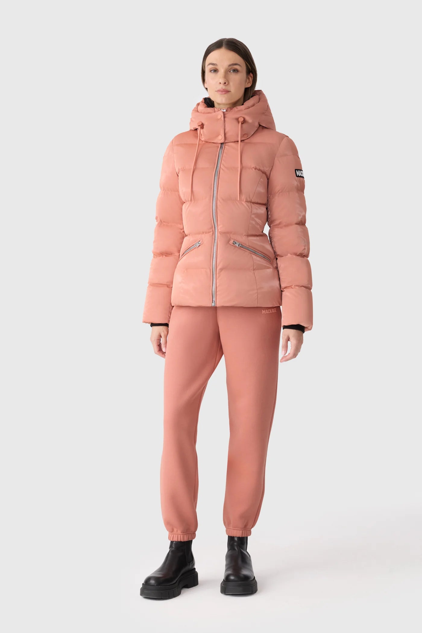Mackage MADALYN-GLO High-Gloss Down Jacket With Removable Hood