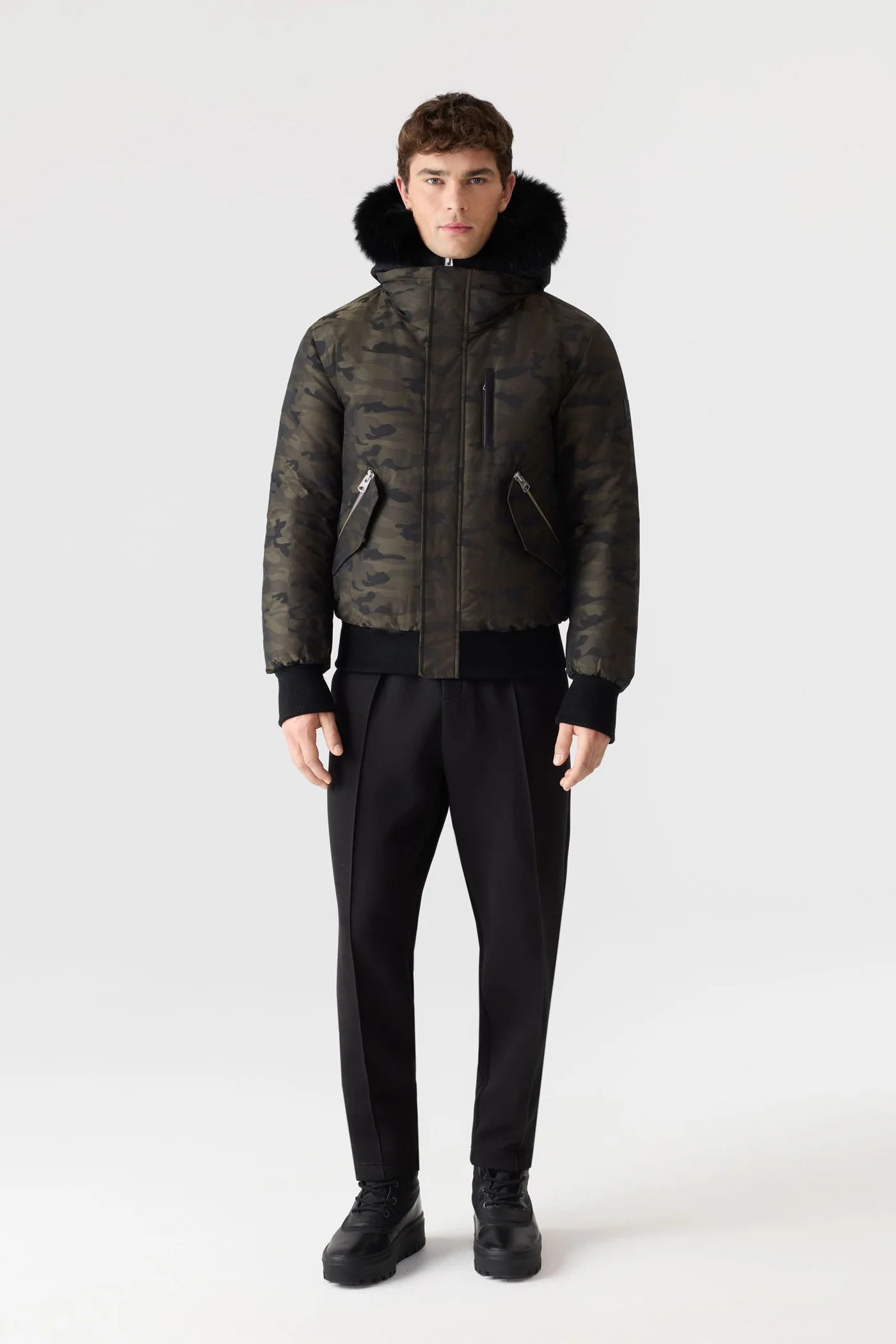 Mackage DIXON-JCZ 2-in-1 Camo Down Bomber With Shearling-Lined Hood