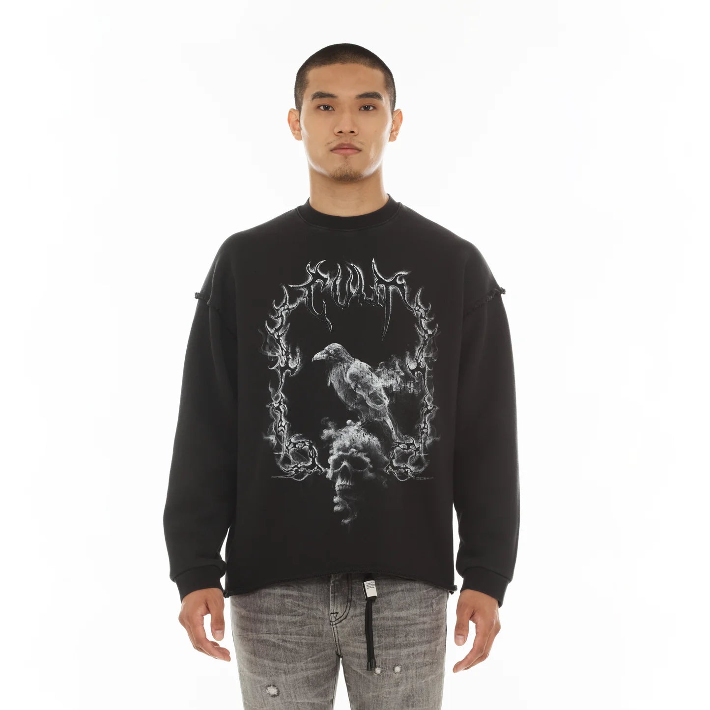 Cult Of Individuality Novelty Fleece Crew Sweatshirt in Vintage Charcoal