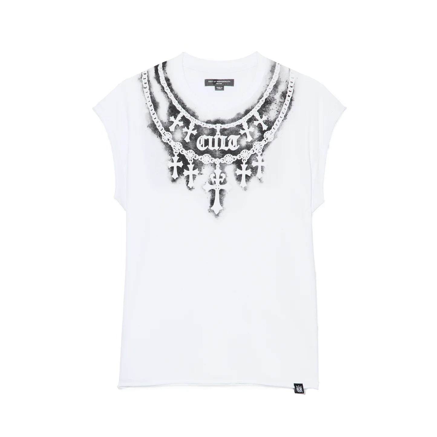 Cult Of Individuality Sleeveless Tee "Stencil" in White