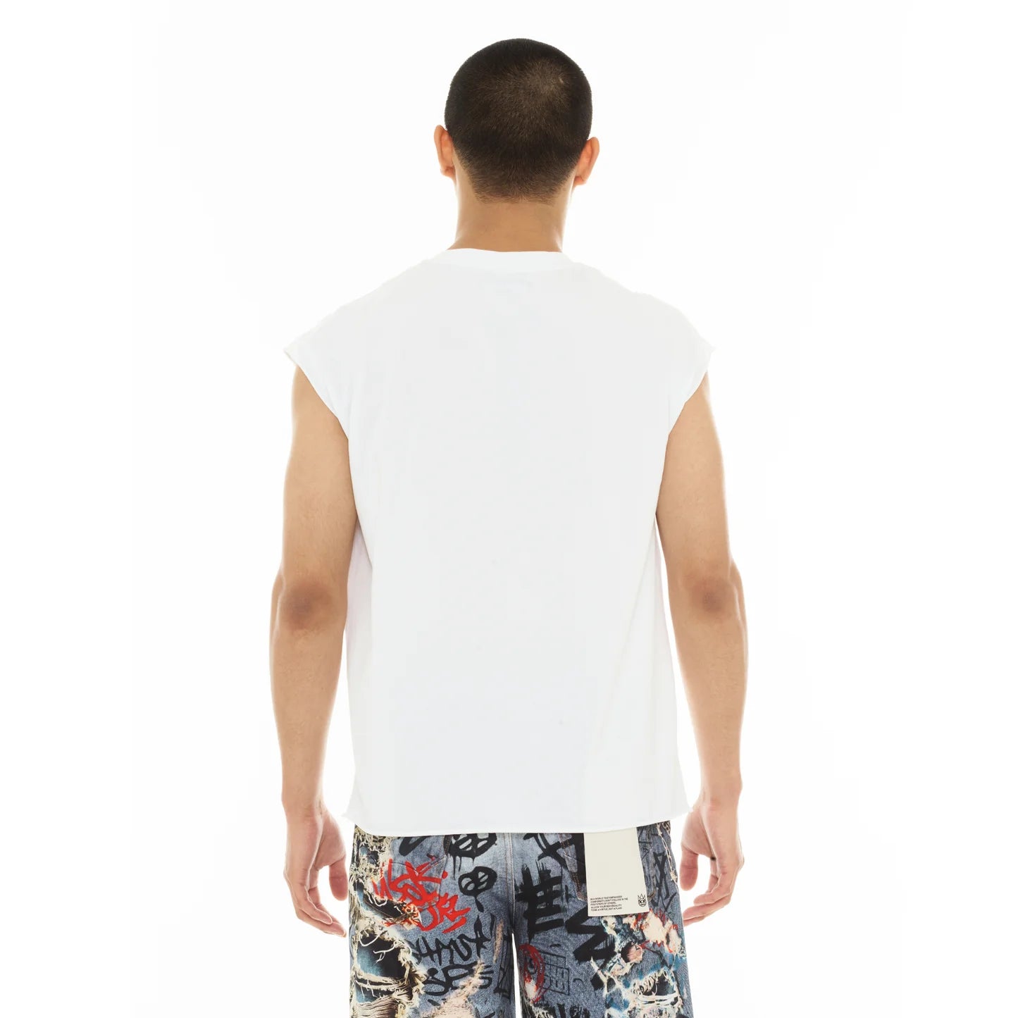 Cult Of Individuality Sleeveless Tee "Stencil" in White