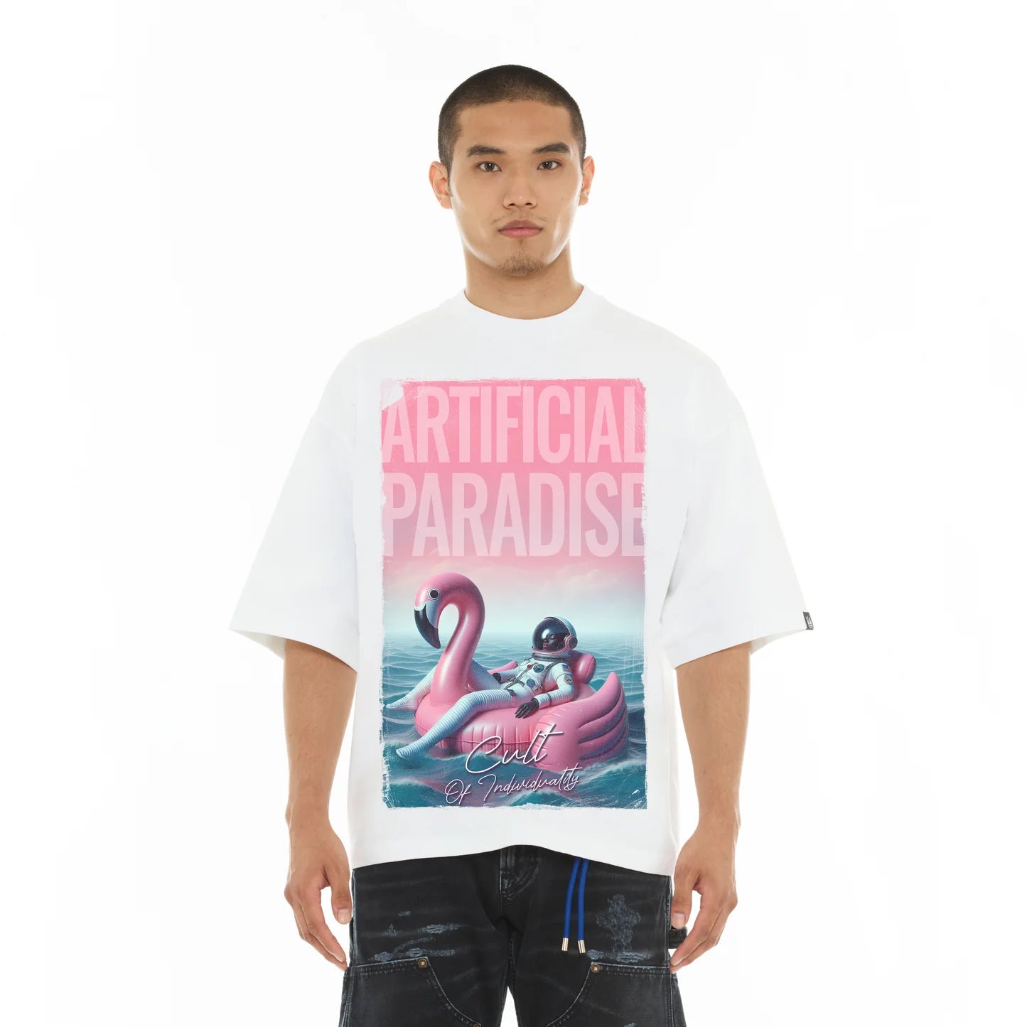 Cult Of Individuality Oversized Short Sleeve Crew Neck Tee "The Artificial Paradise “