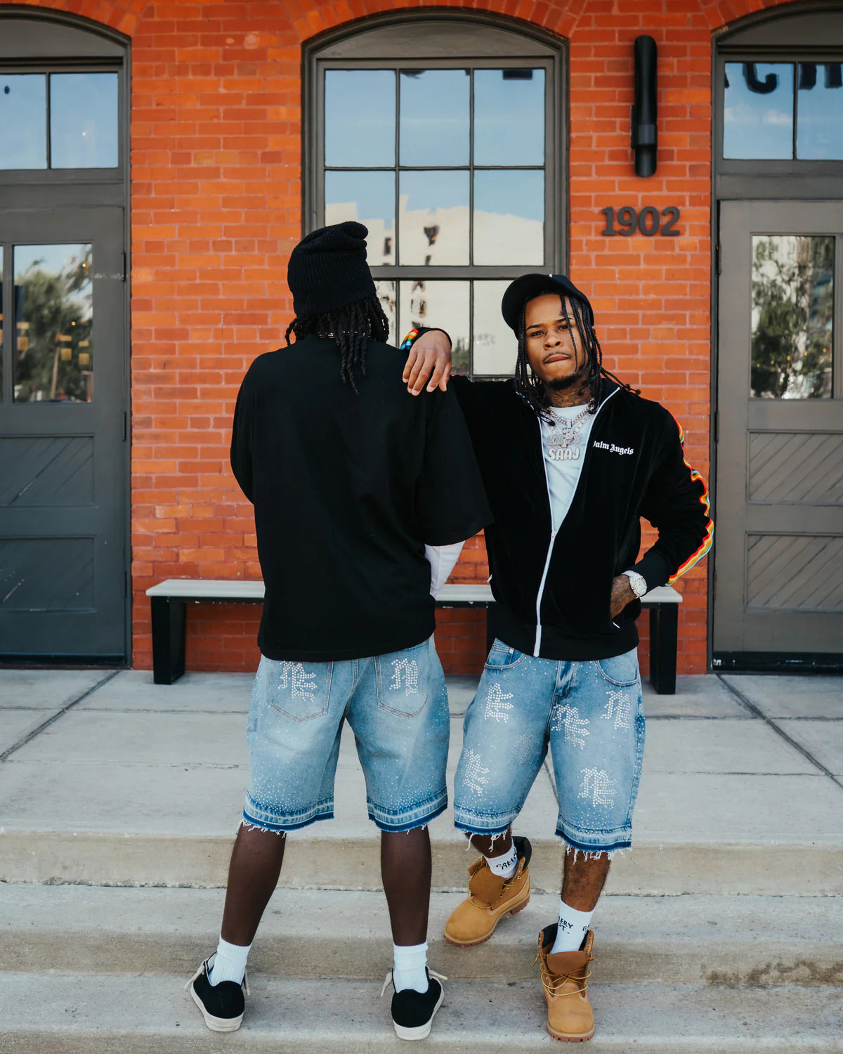 Mixed Emotion "Me" Rhinestone Denim Shorts