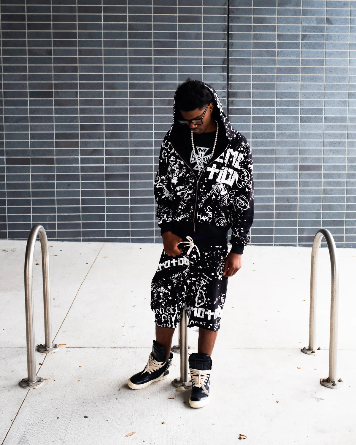 Mixed Emotion Black 'Graffiti' Shorts