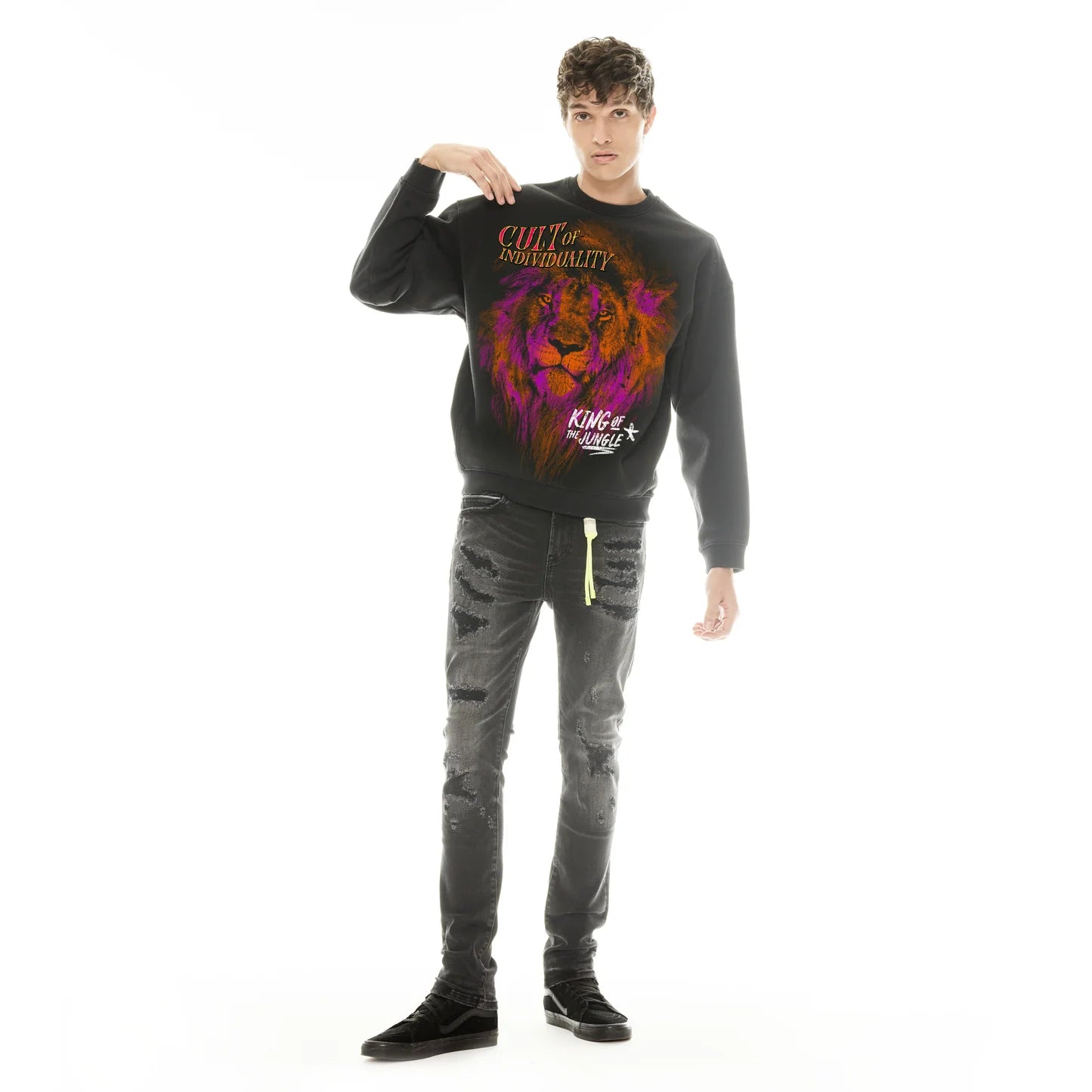 Cult Of Individuality Crewneck Fleece Sweater “King Of The Jungle”