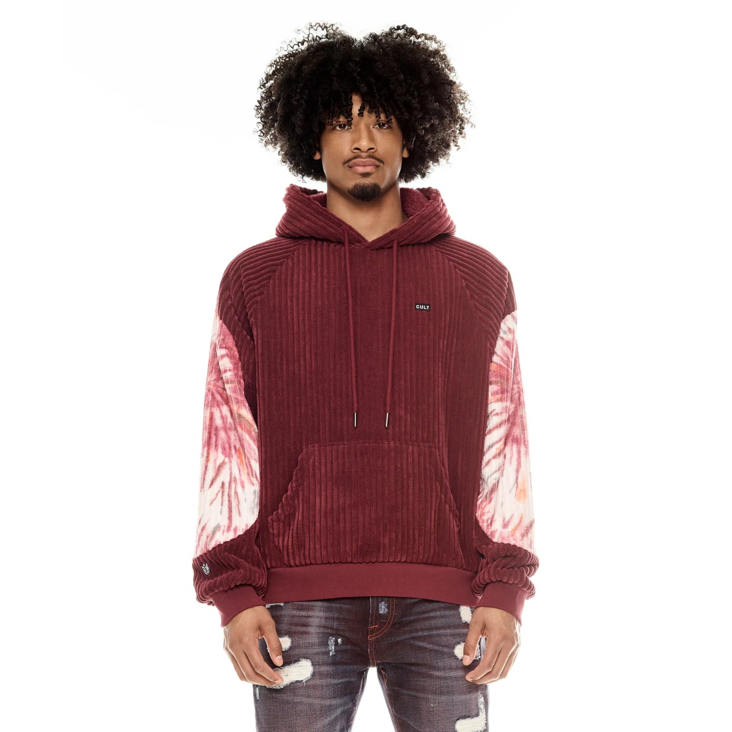 Cult Of Individuality Burgundy Tye Dye Pullover Sweatshirt