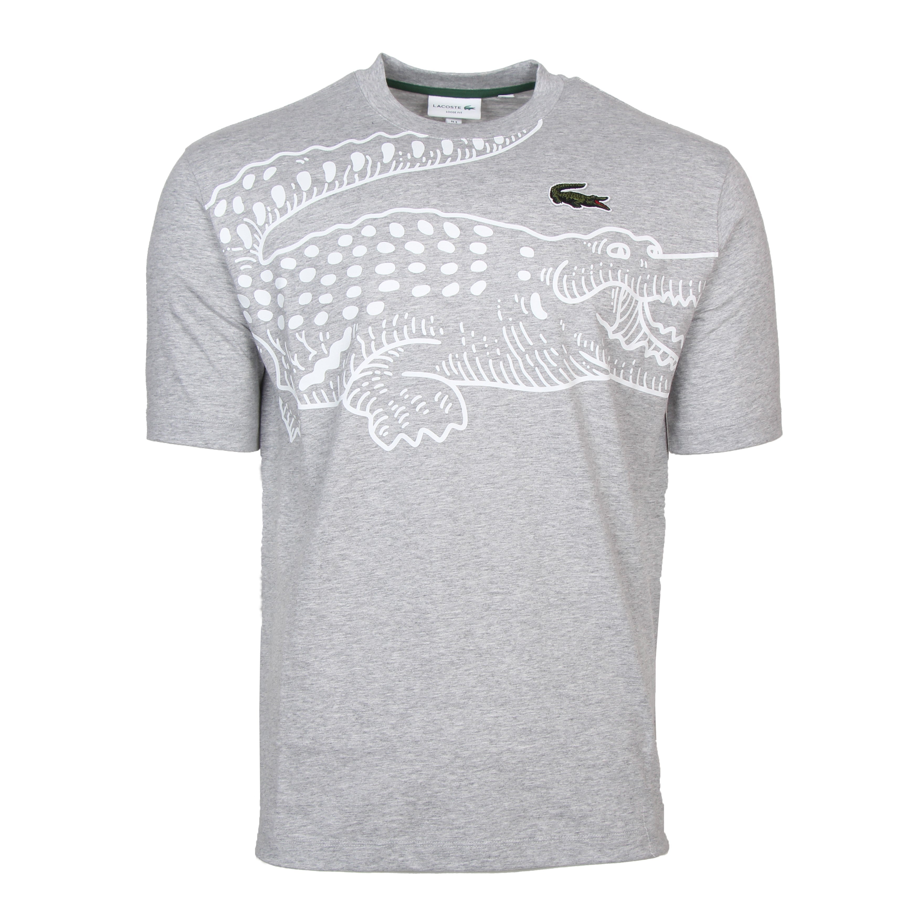 Lacoste Men’s Crew Neck Loose Fit Crocodile Print T-Shirt