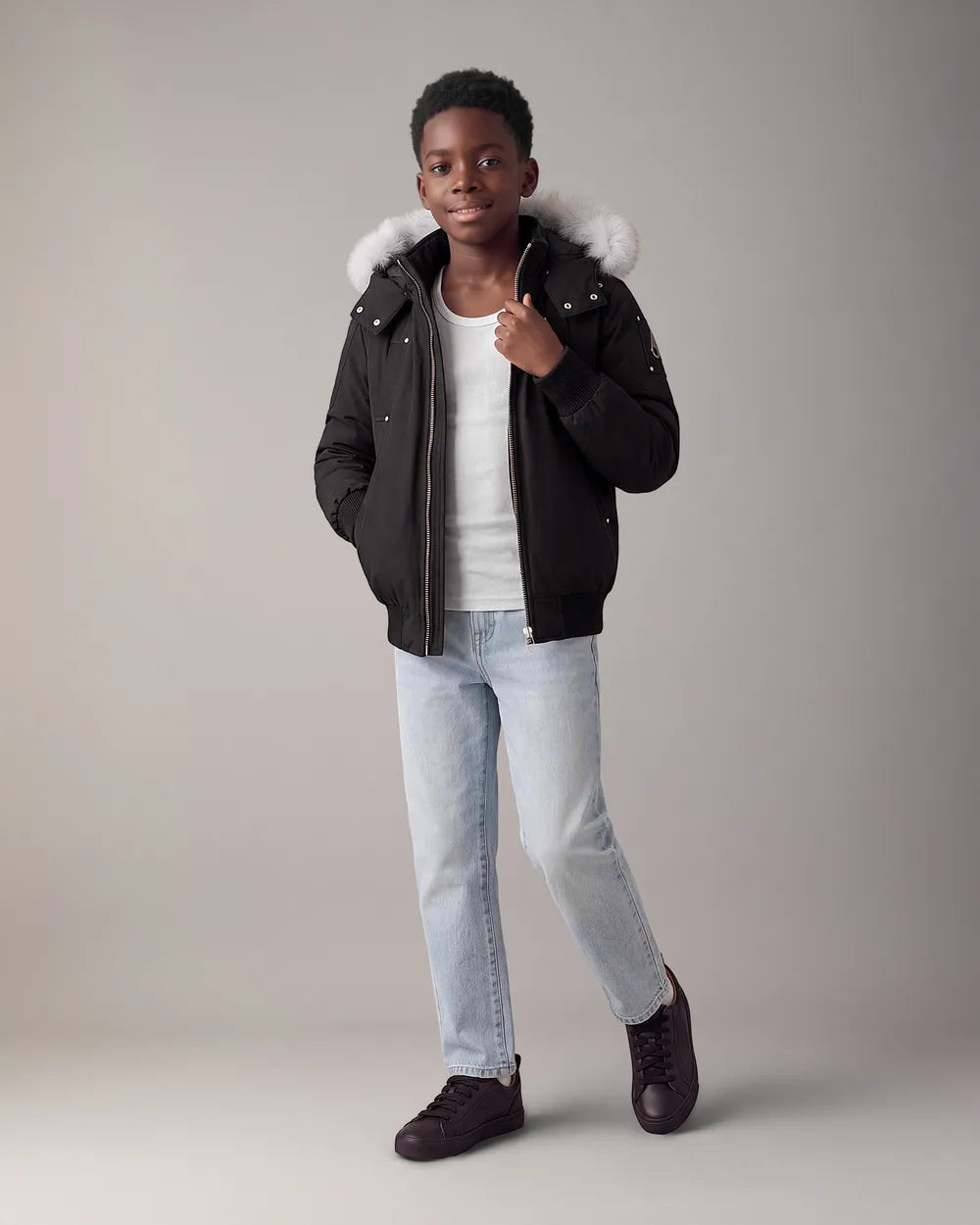 Moose Knuckles Kids Unisex Original Shearling Trim Bomber