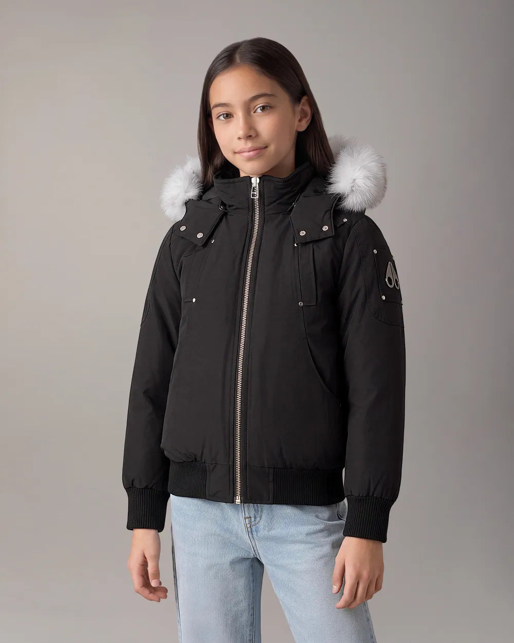 Moose Knuckles Kids Unisex Original Shearling Trim Bomber
