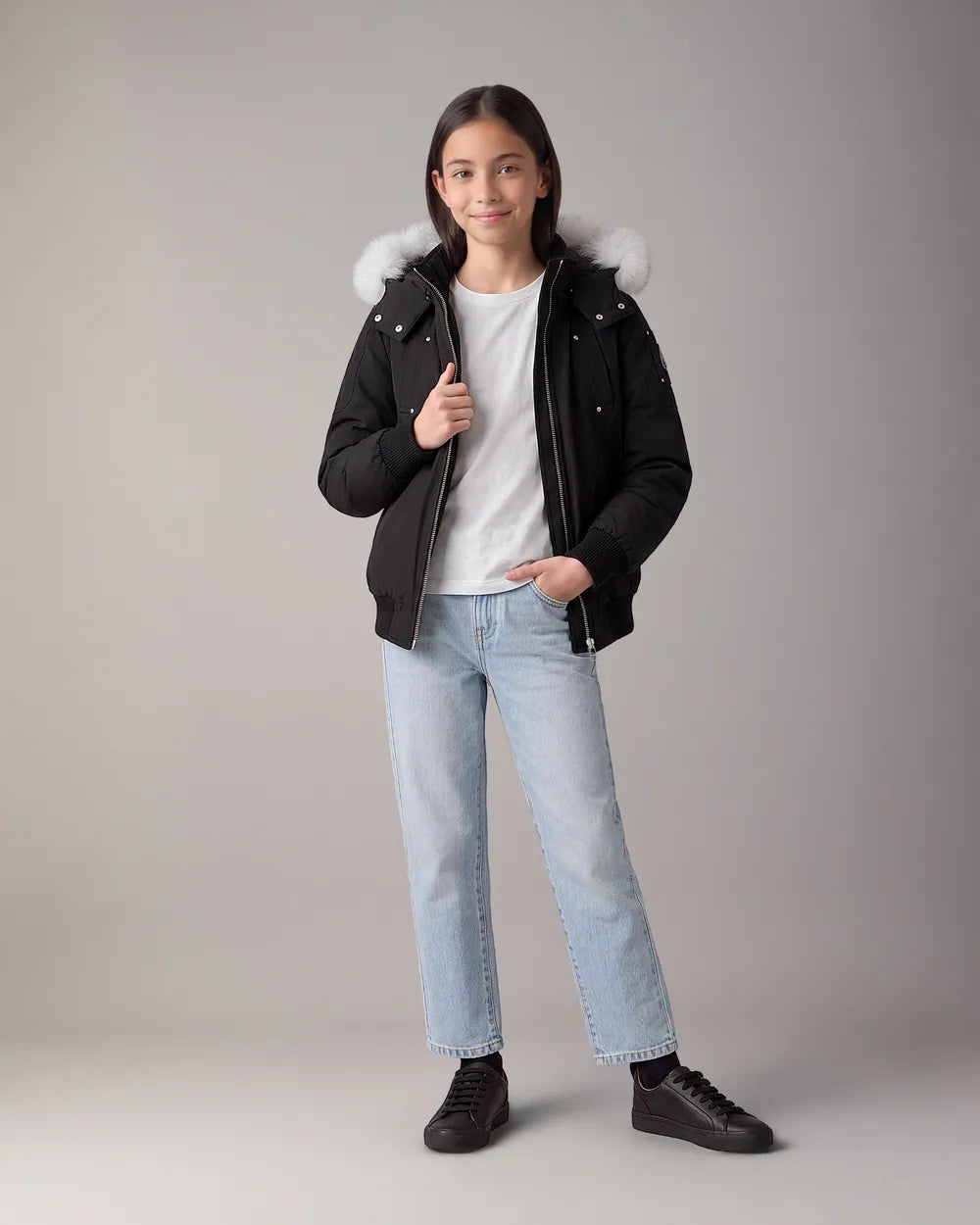 Moose Knuckles Kids Unisex Original Shearling Trim Bomber