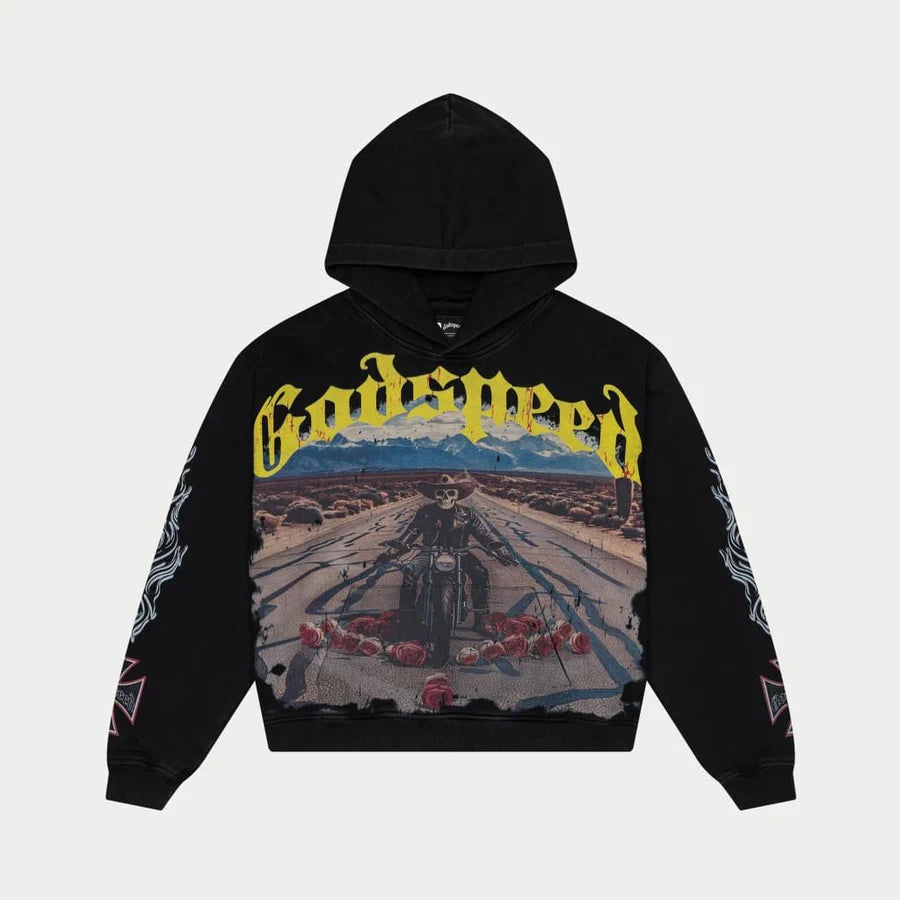 Godspeed Long Lonely Road Hoodie (Black Wash)